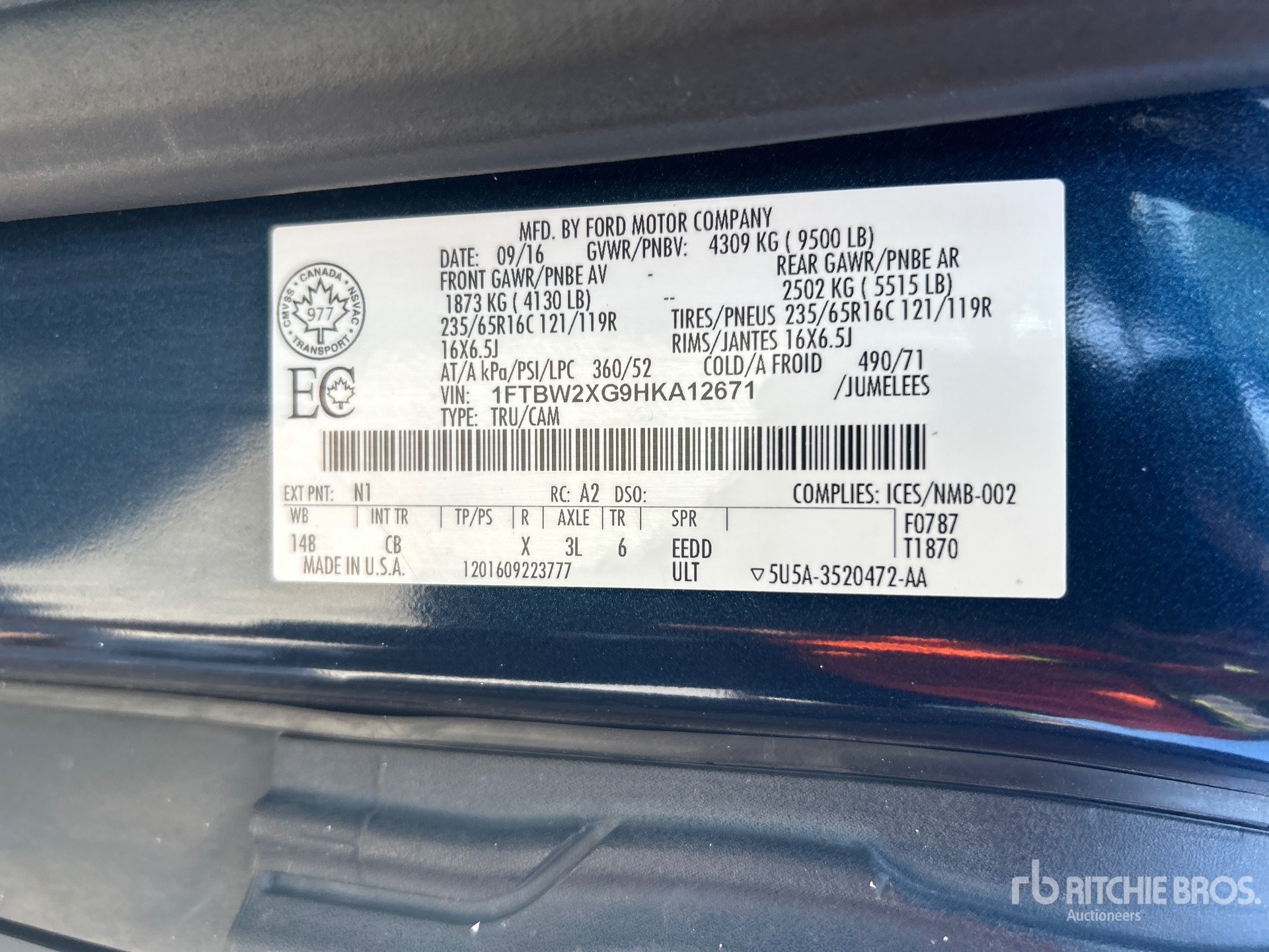 General Appearance with Serial Number / VIN