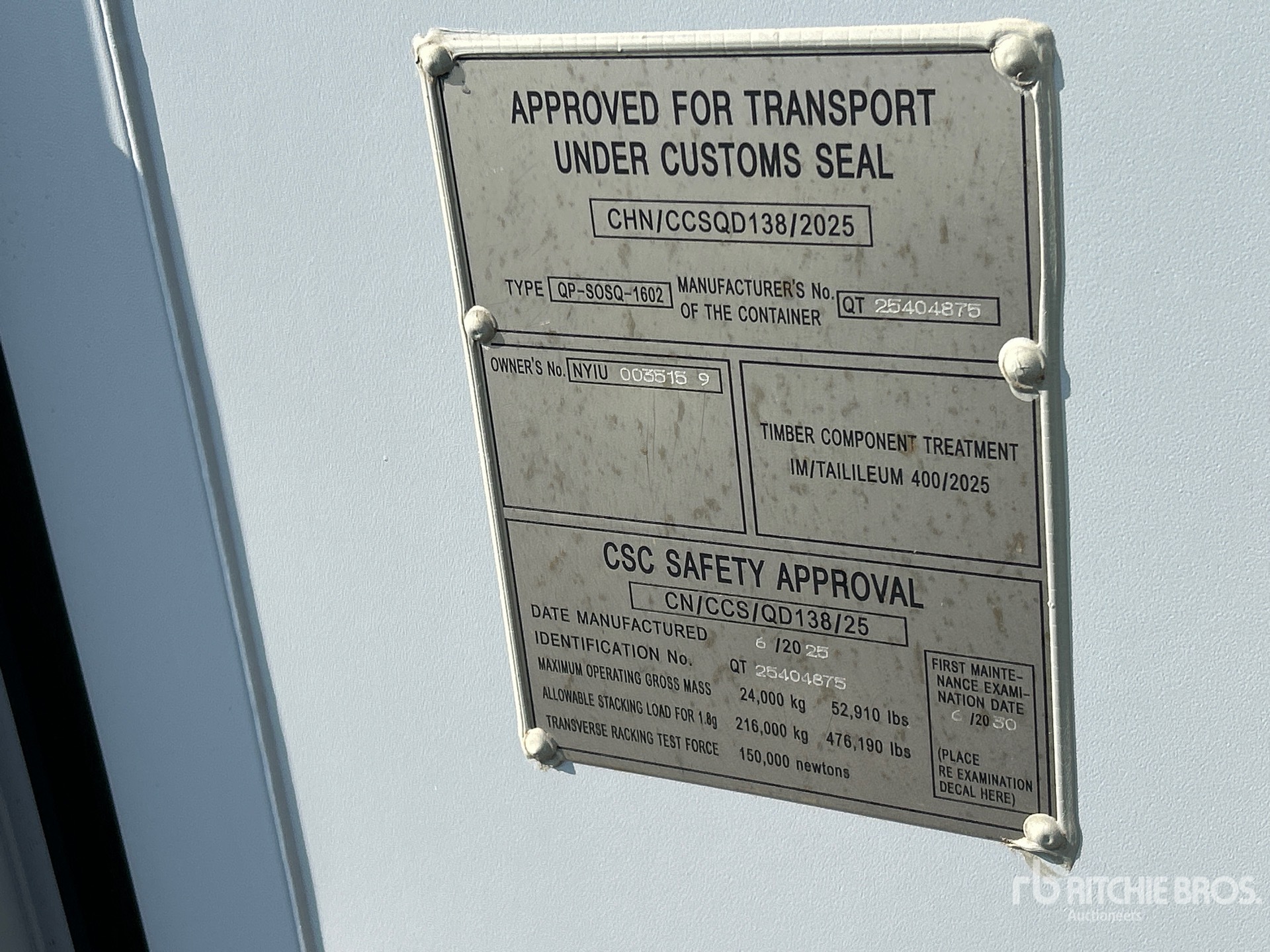 General Appearance with Serial Number / VIN