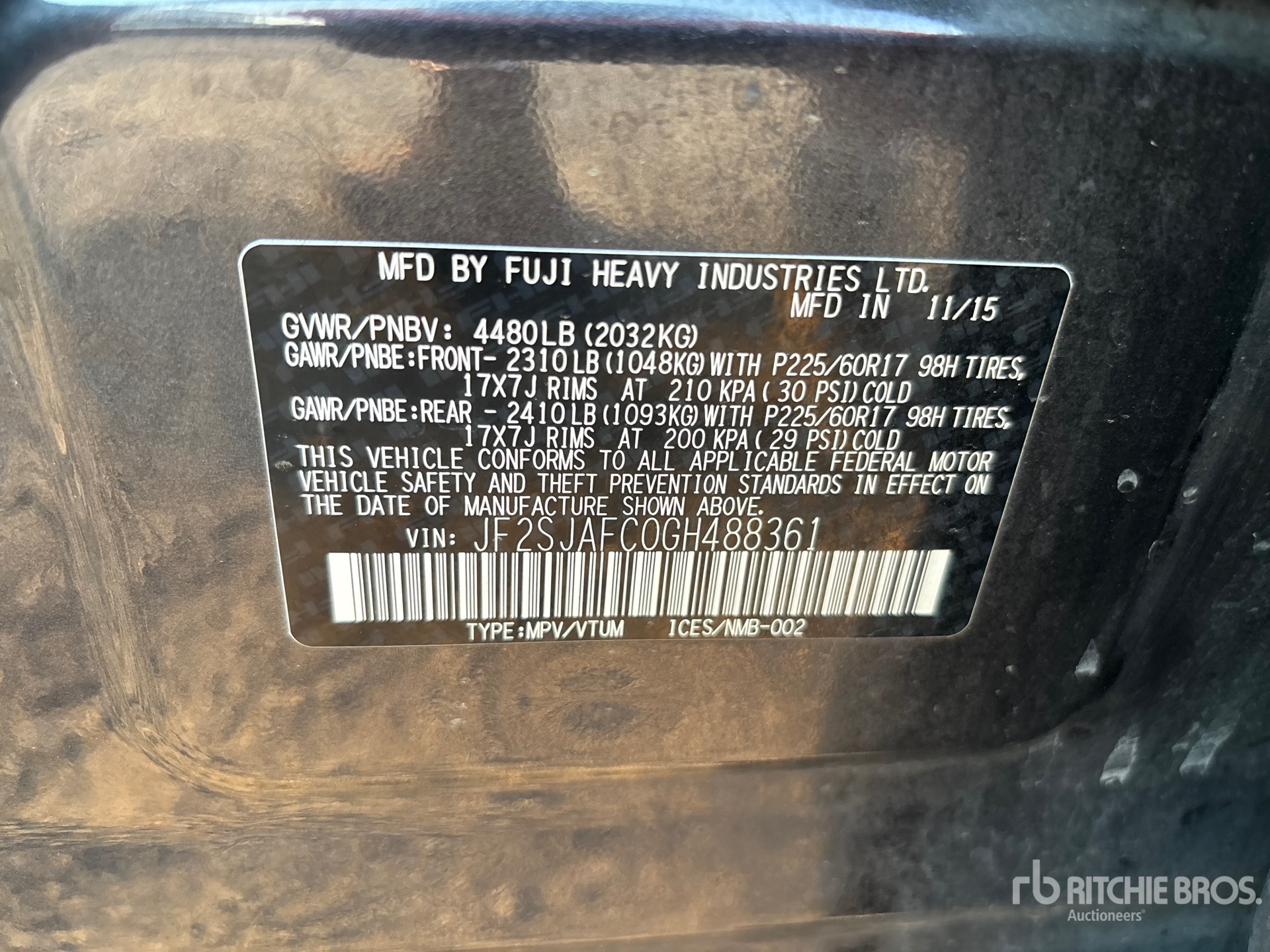 General Appearance with Serial Number / VIN