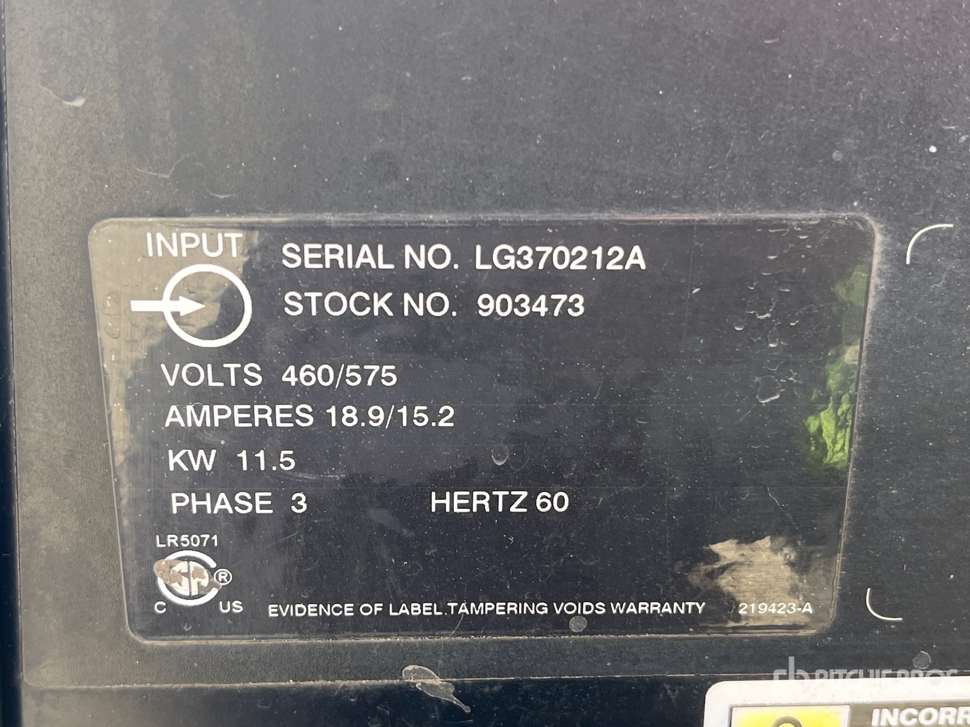 General Appearance with Serial Number / VIN