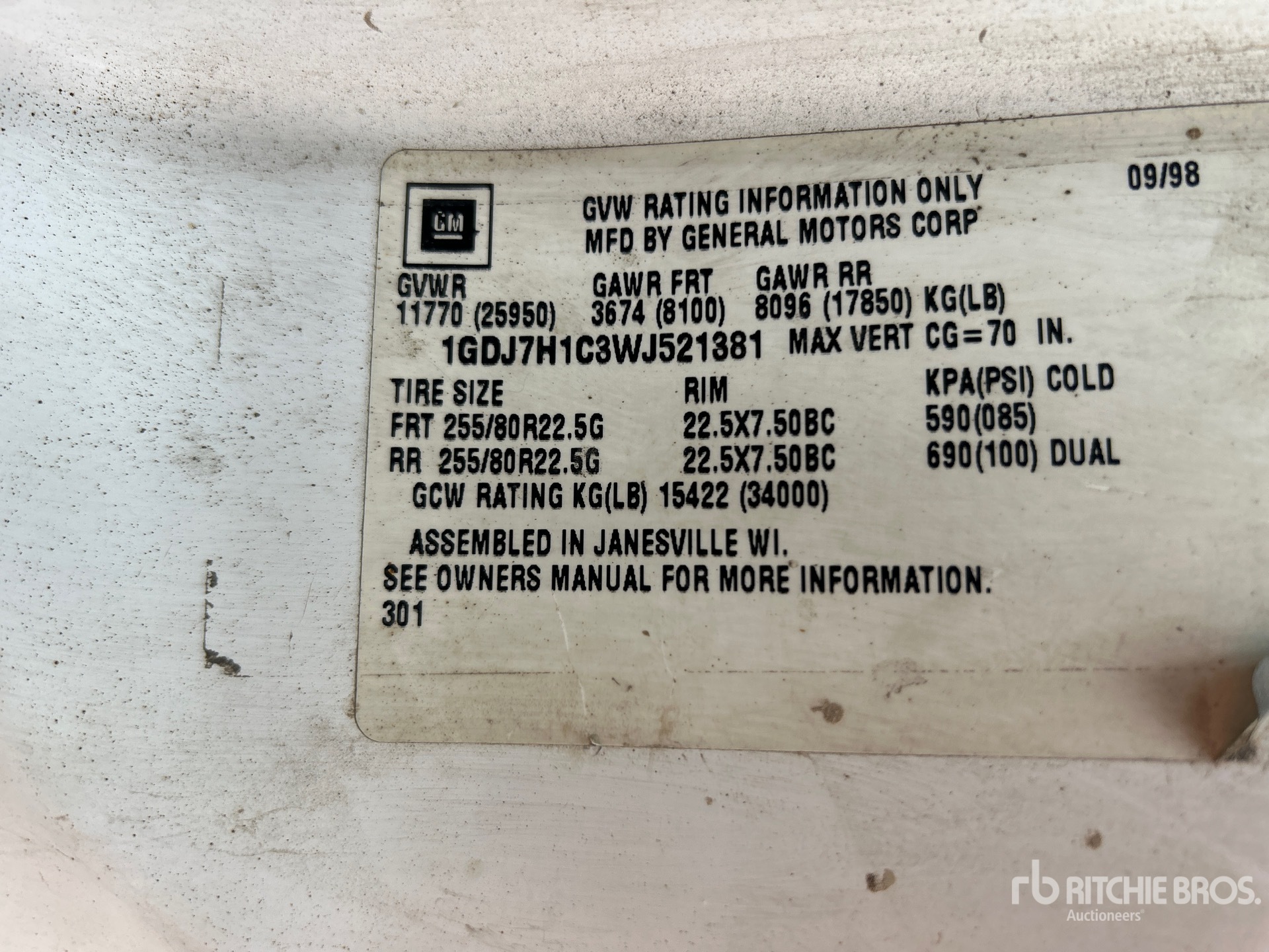 General Appearance with Serial Number / VIN