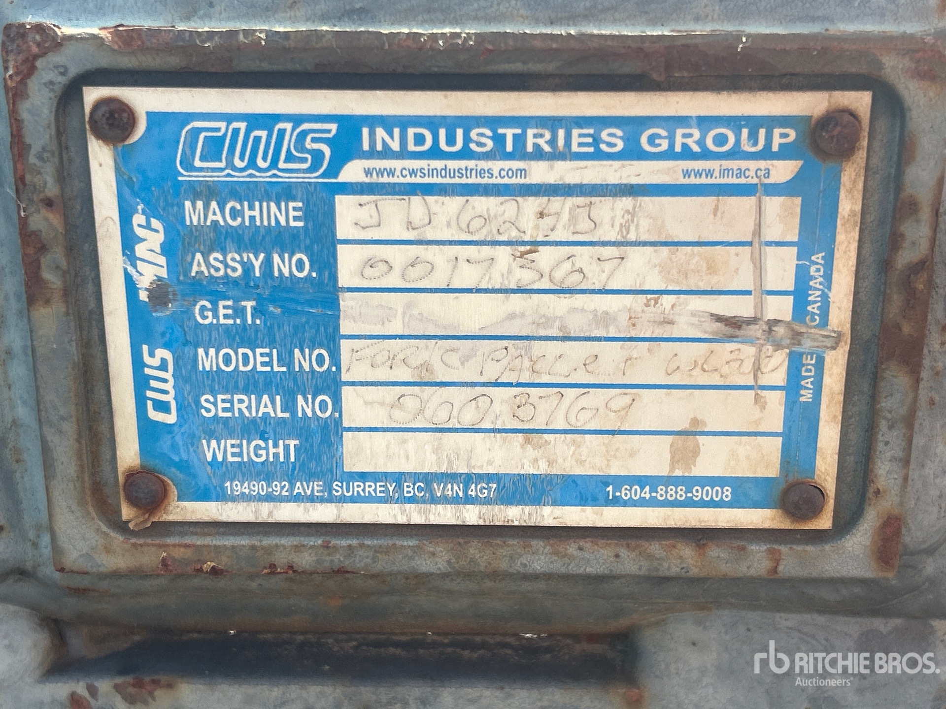 General Appearance with Serial Number / VIN