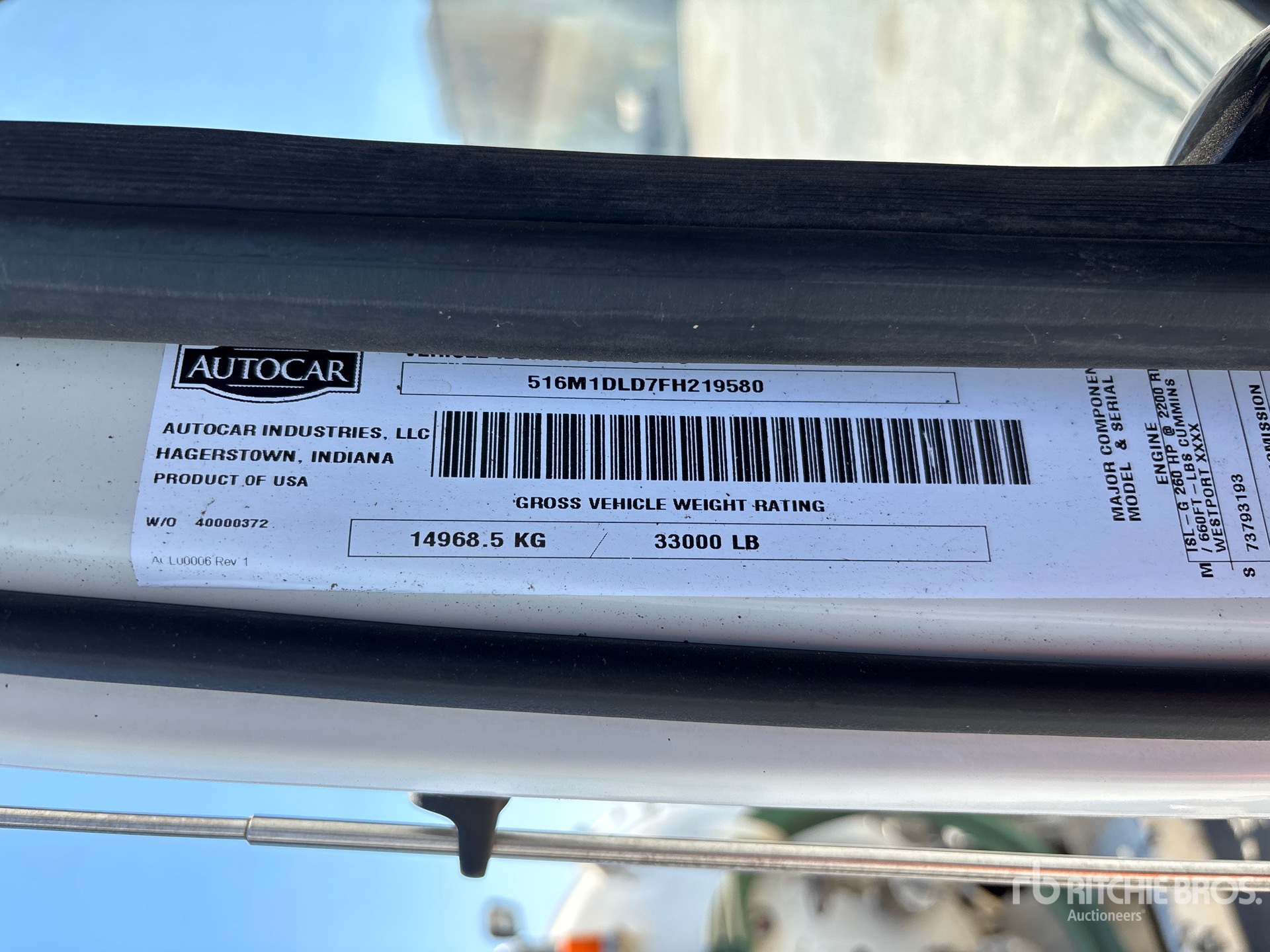 General Appearance with Serial Number / VIN