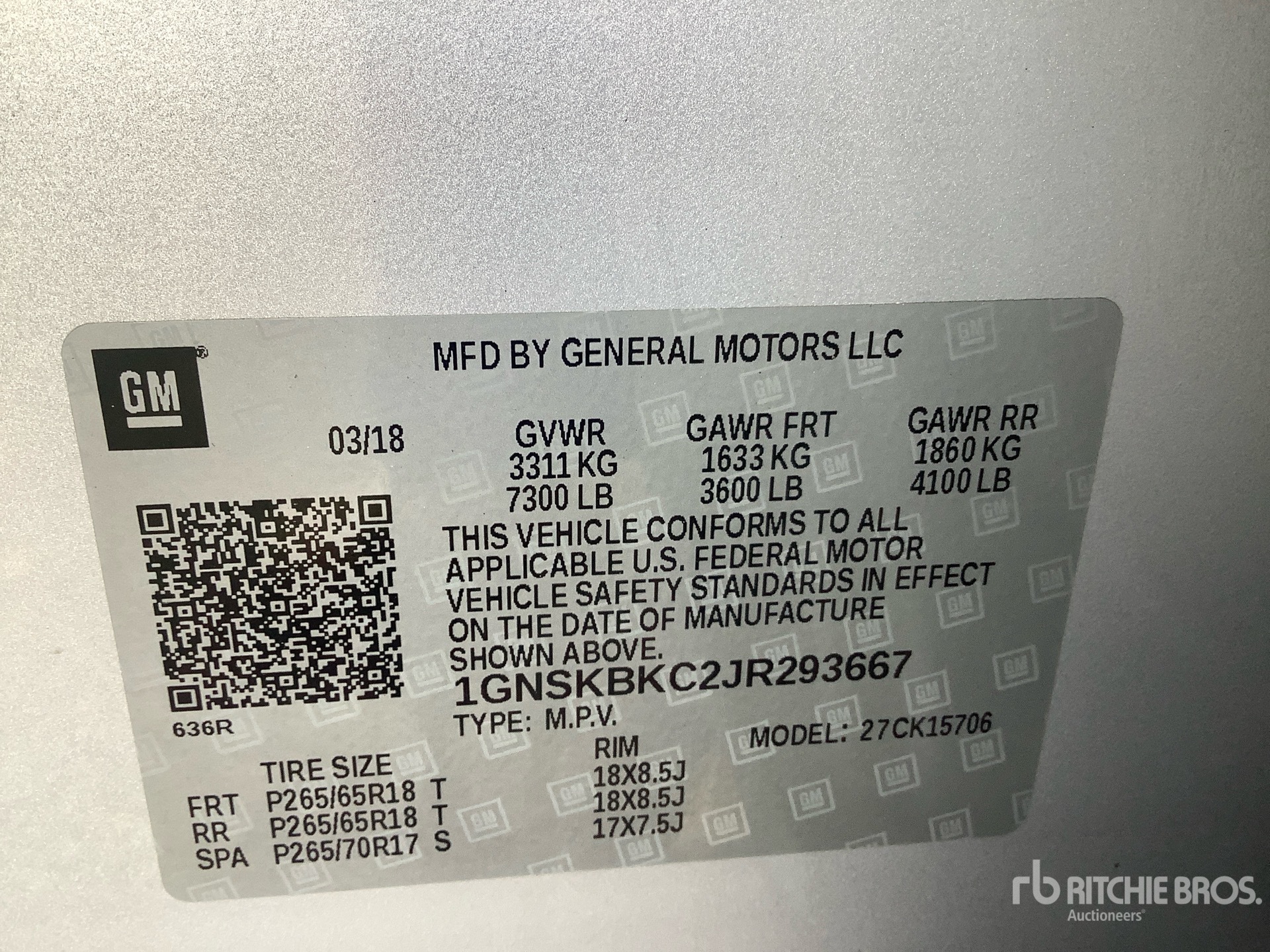 General Appearance with Serial Number / VIN