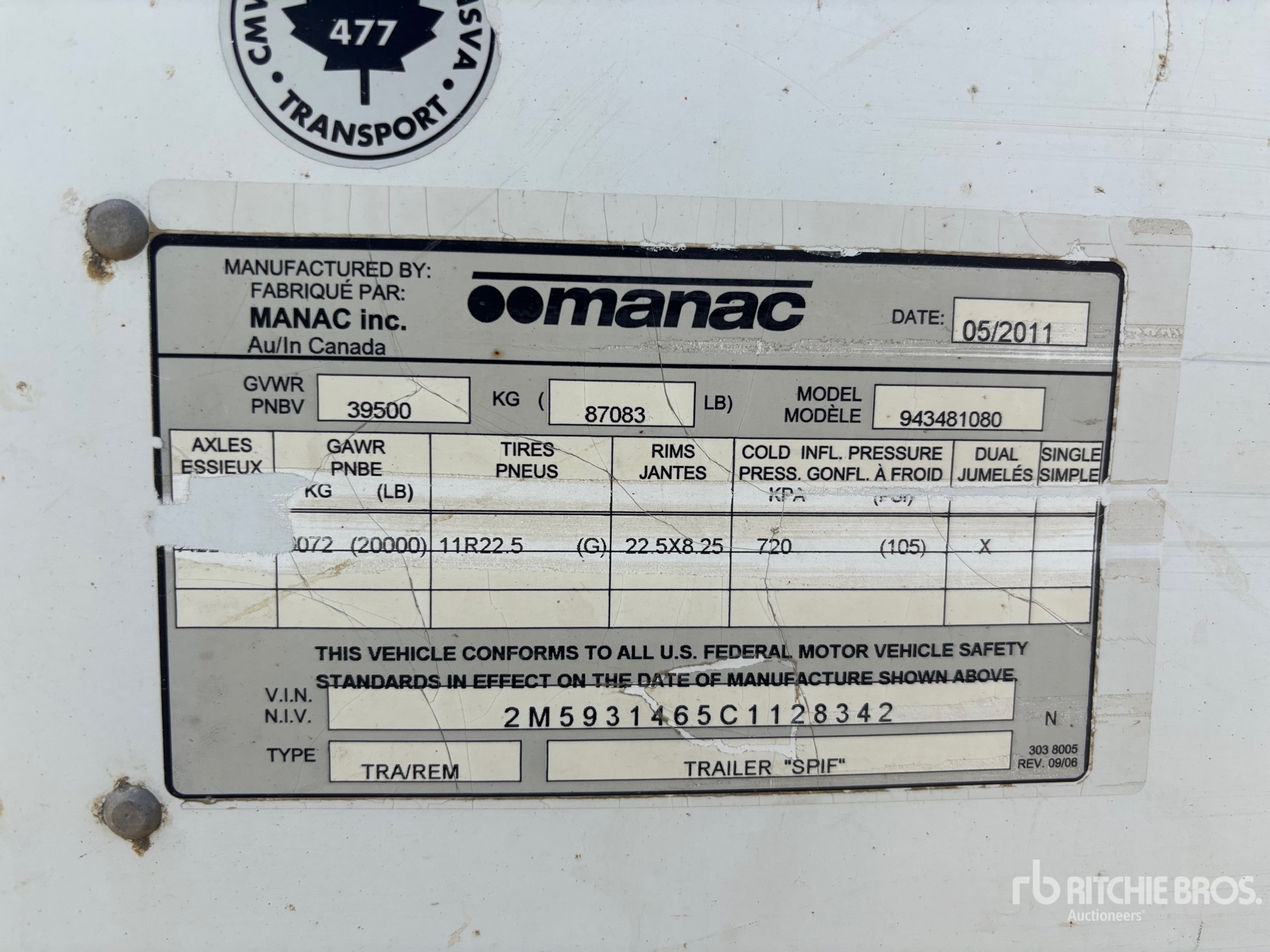 General Appearance with Serial Number / VIN