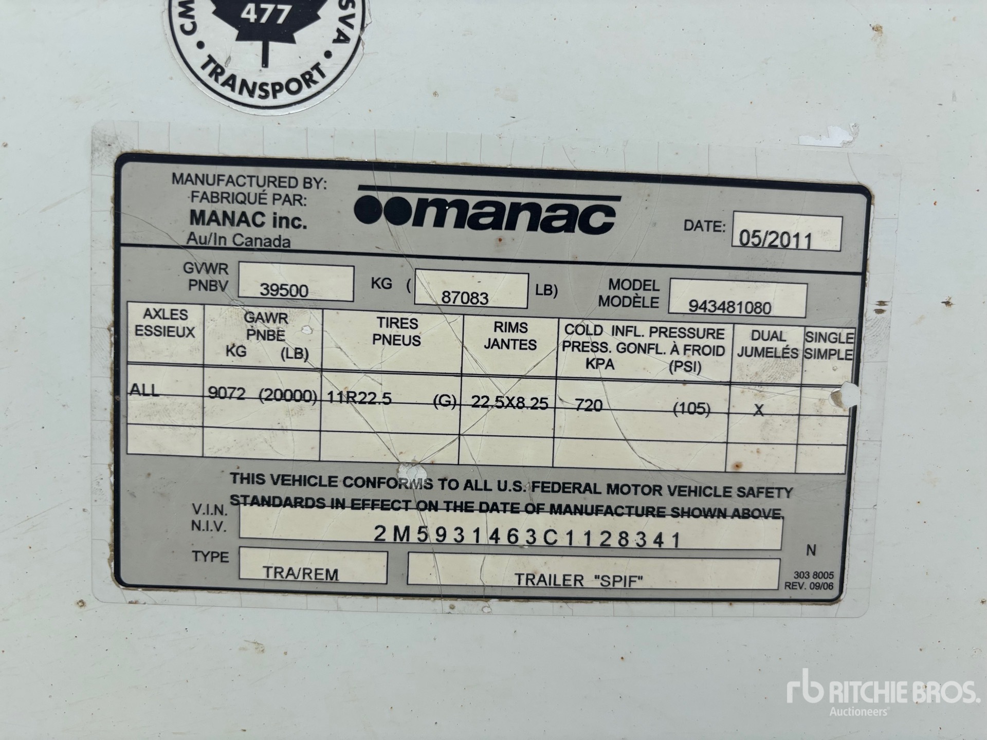General Appearance with Serial Number / VIN