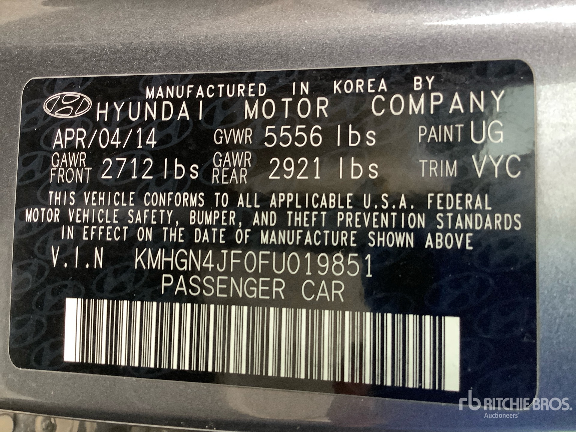 General Appearance with Serial Number / VIN