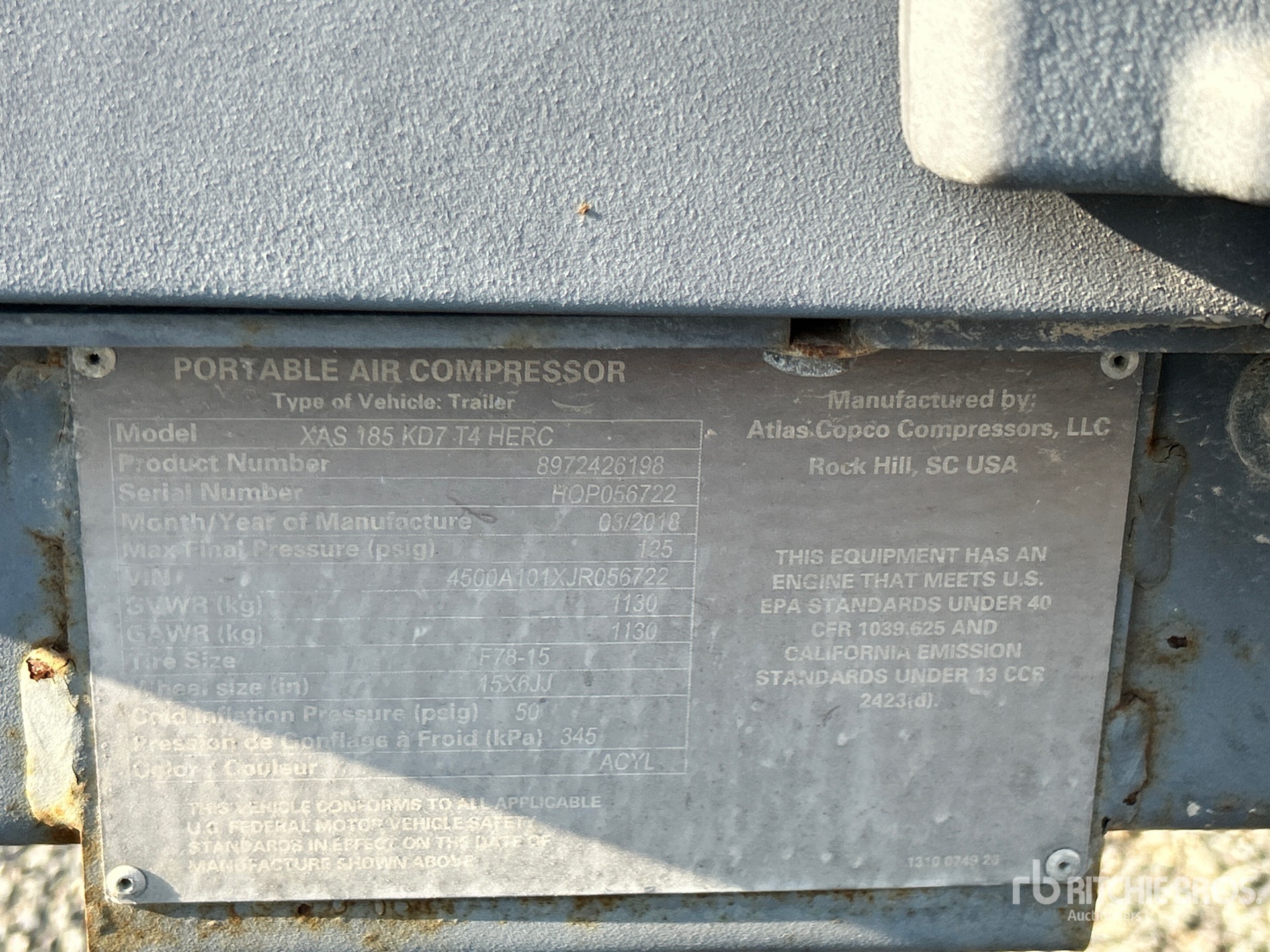 General Appearance with Unit Serial Number