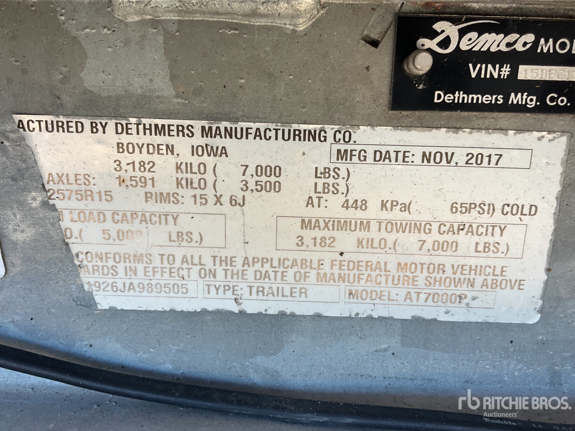General Appearance with Serial Number / VIN