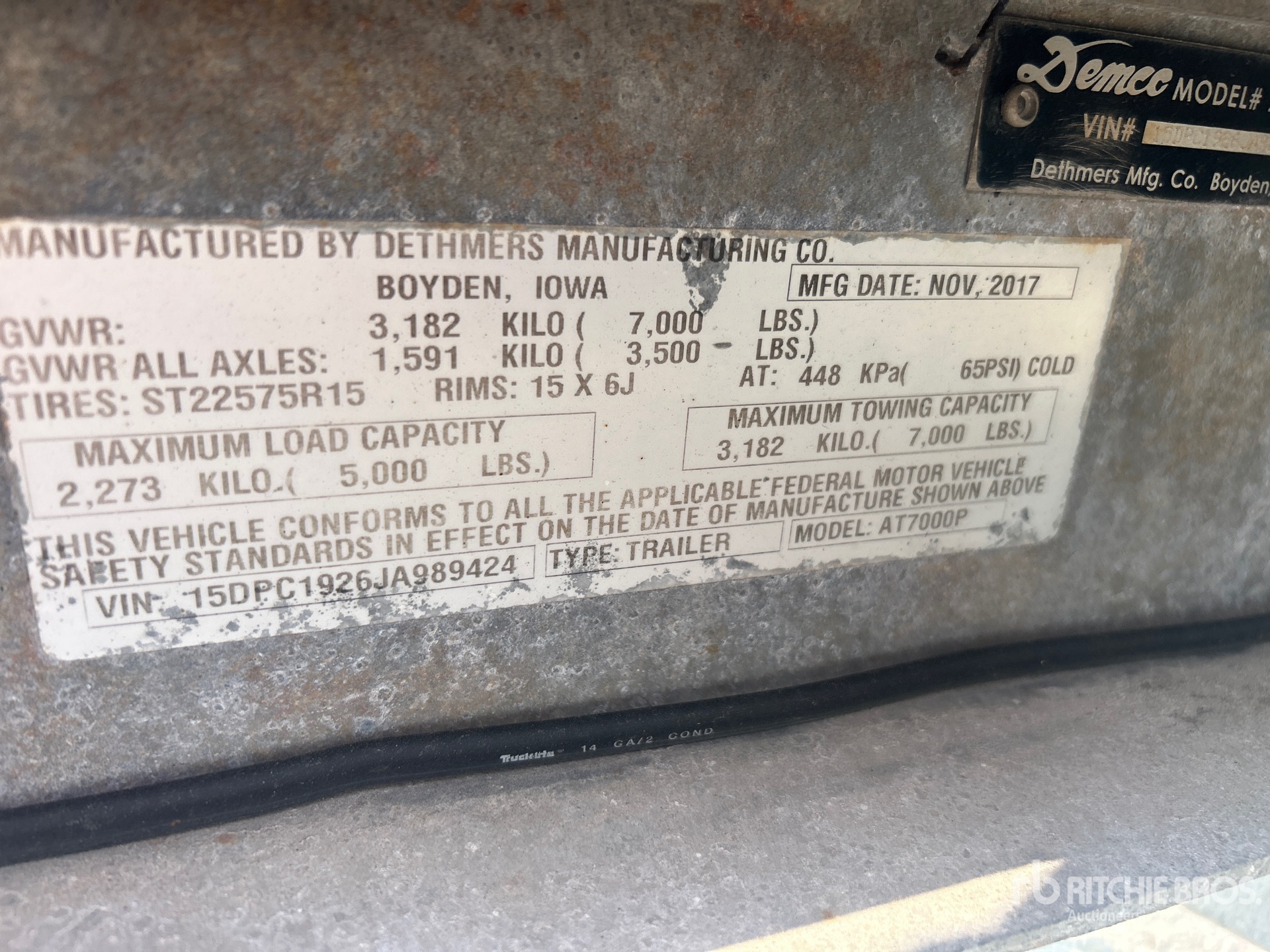 General Appearance with Serial Number / VIN