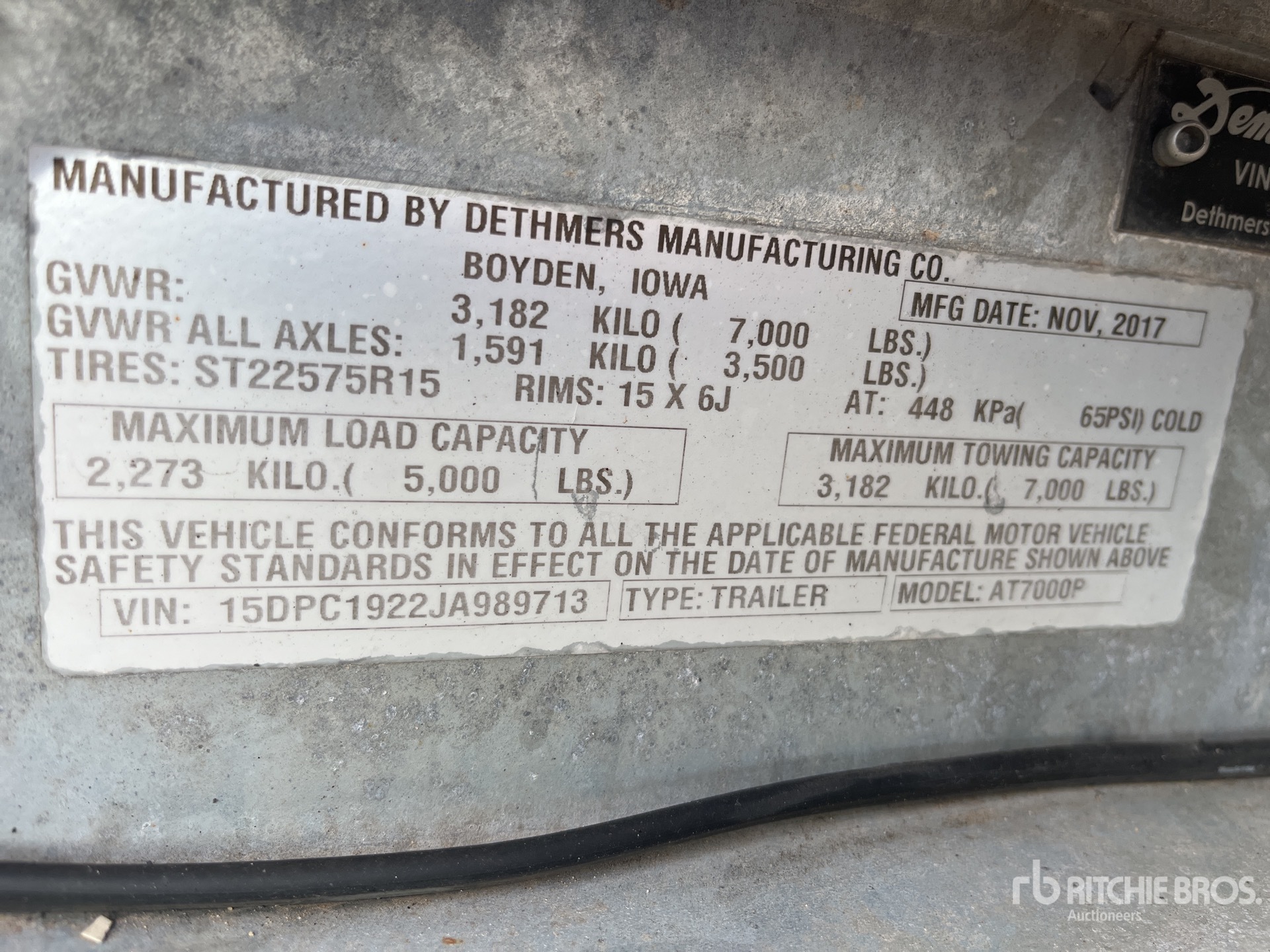 General Appearance with Serial Number / VIN