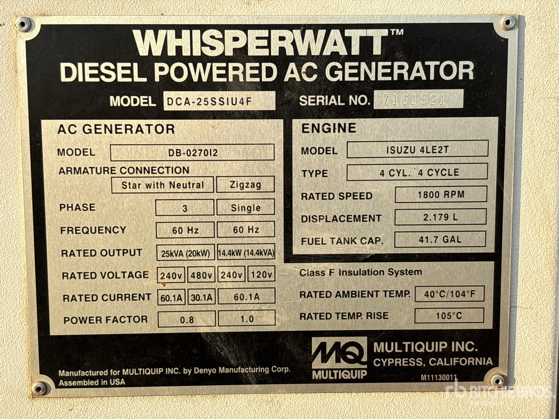 General Appearance with Unit Serial Number