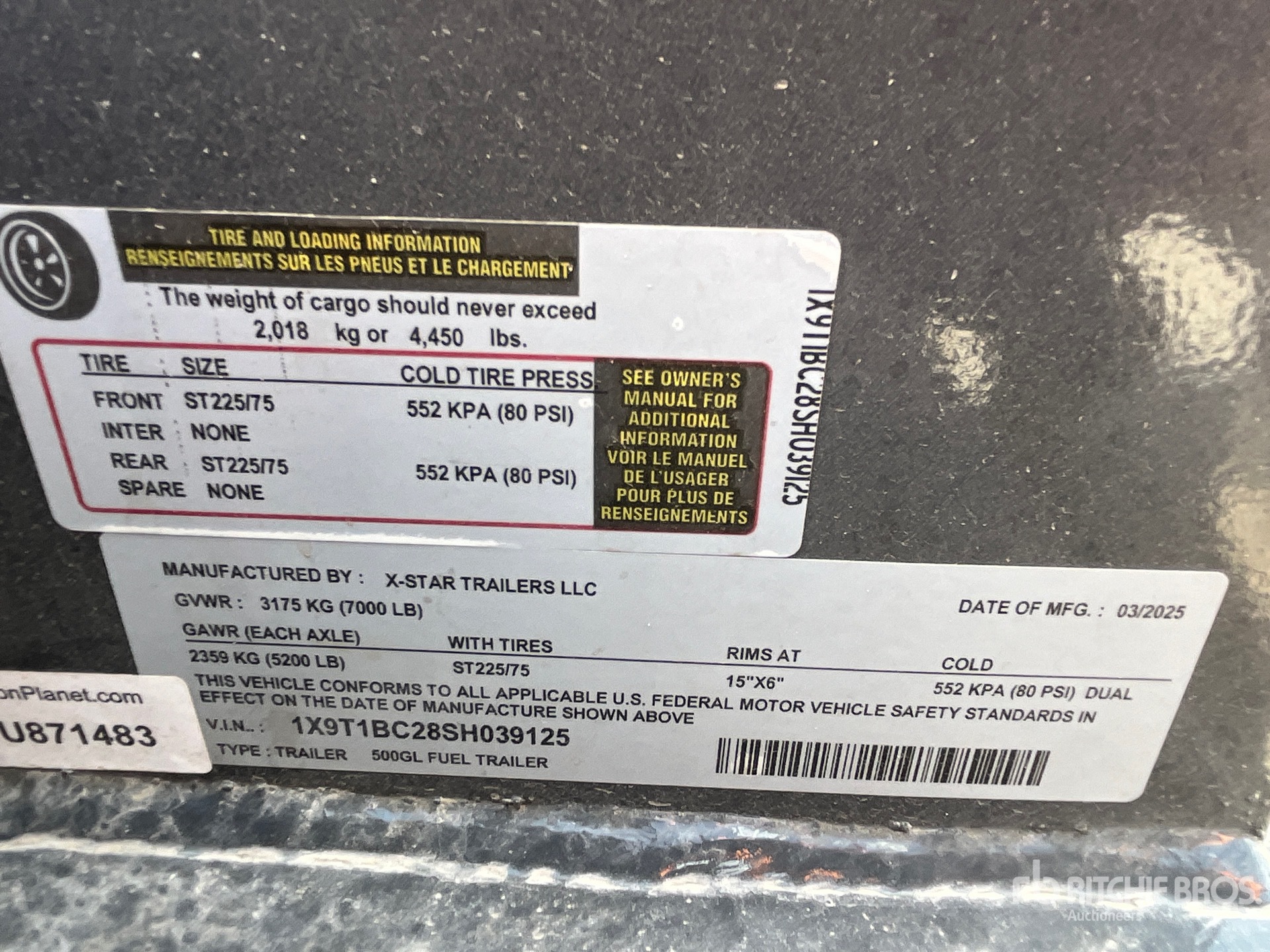 General Appearance with Serial Number / VIN
