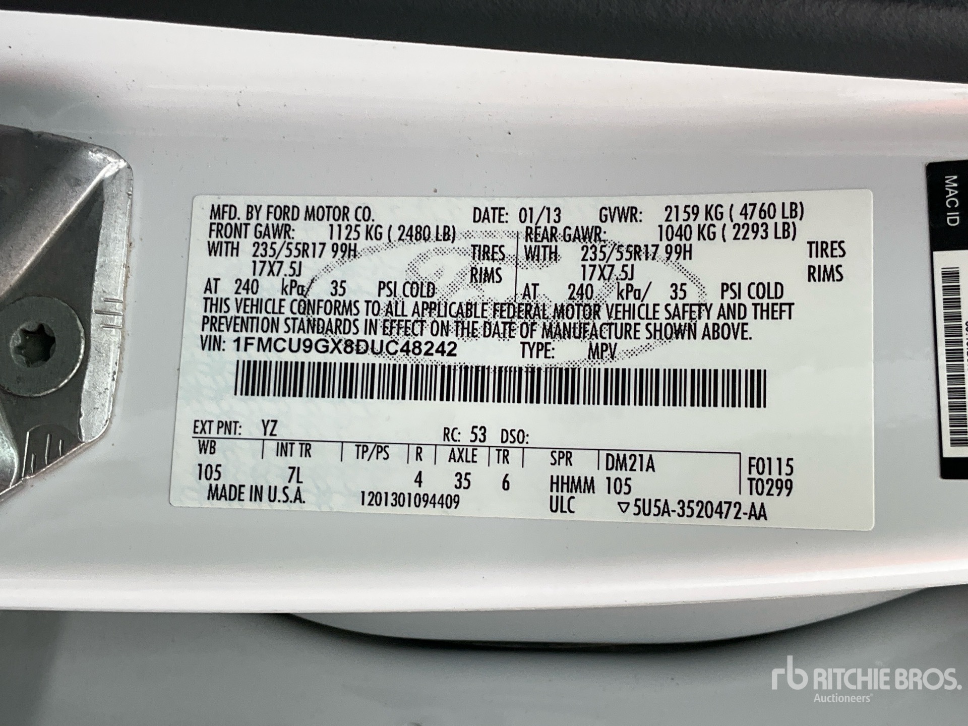 General Appearance with Serial Number / VIN