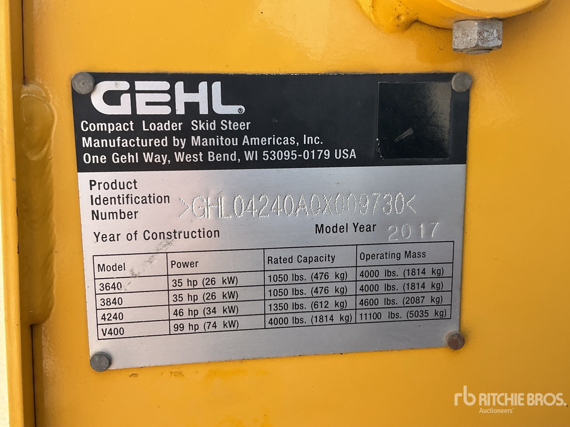General Appearance with Serial Number / VIN