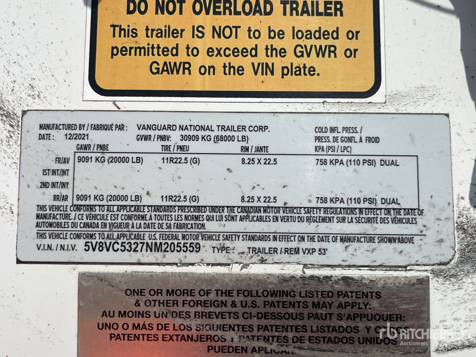 General Appearance with Serial Number / VIN