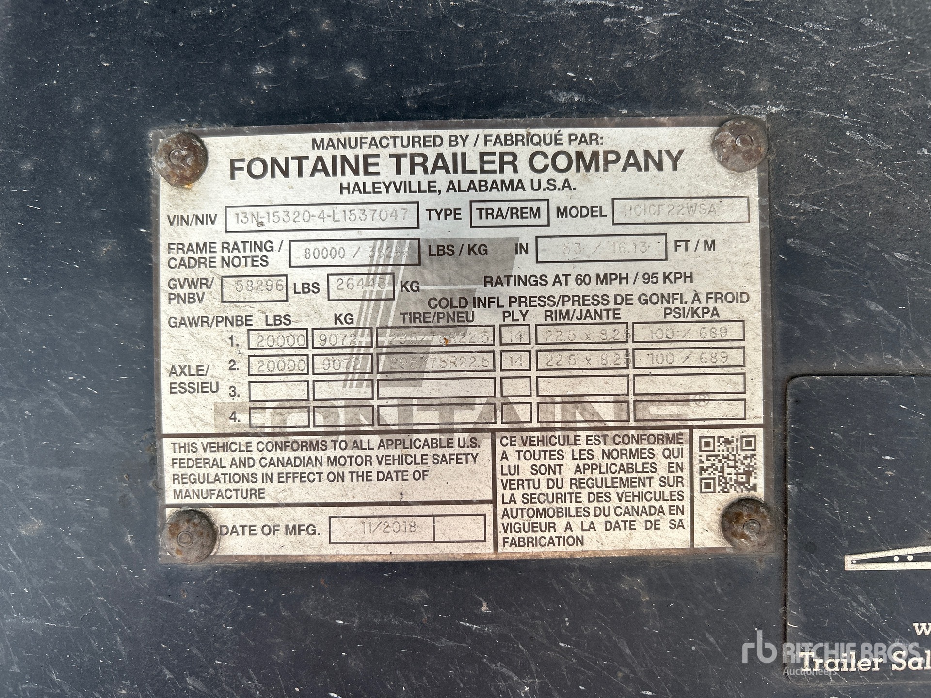 General Appearance with Serial Number / VIN