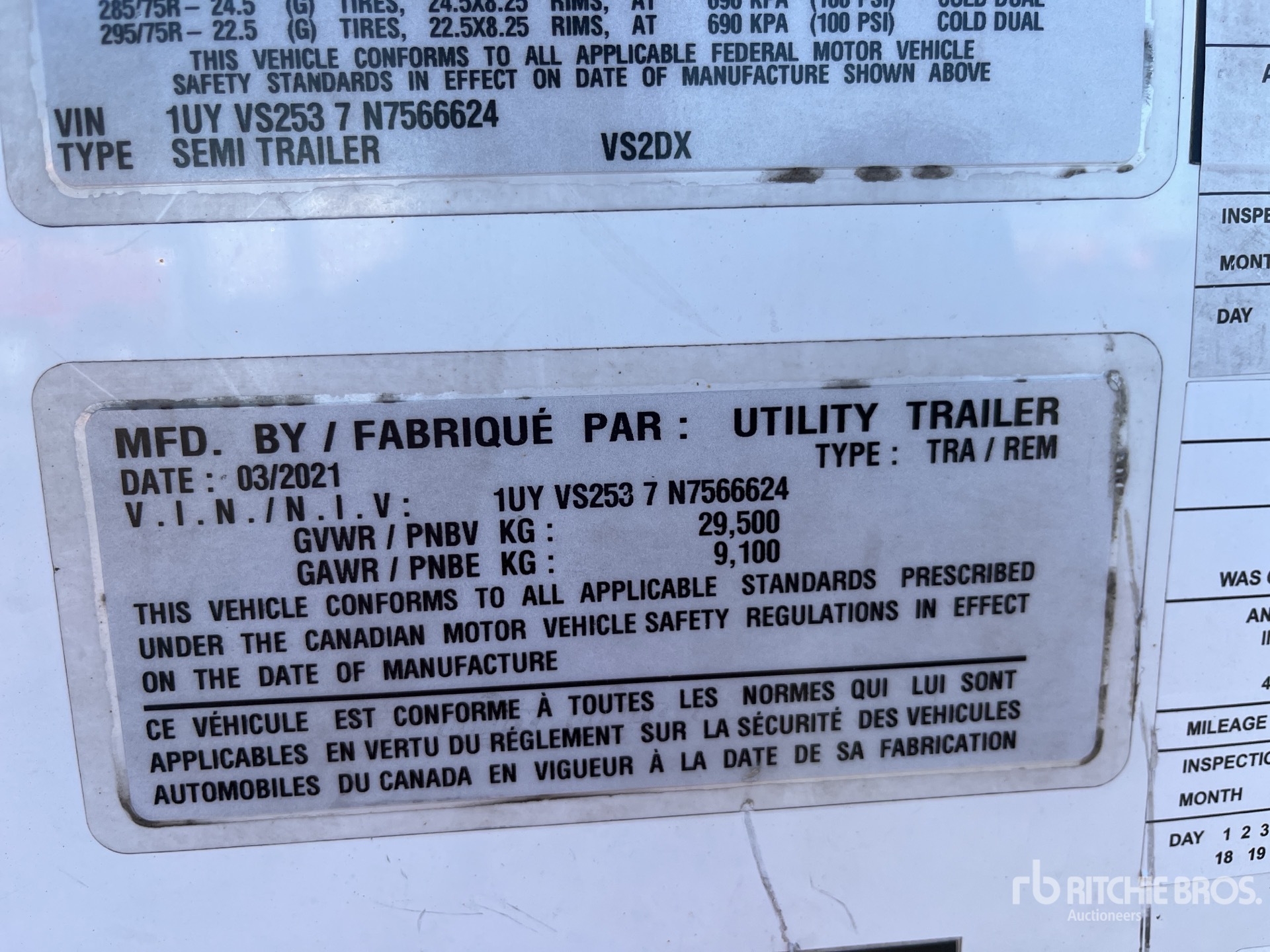 General Appearance with Numéro de série/Numéro d'identification du véhicule automobile