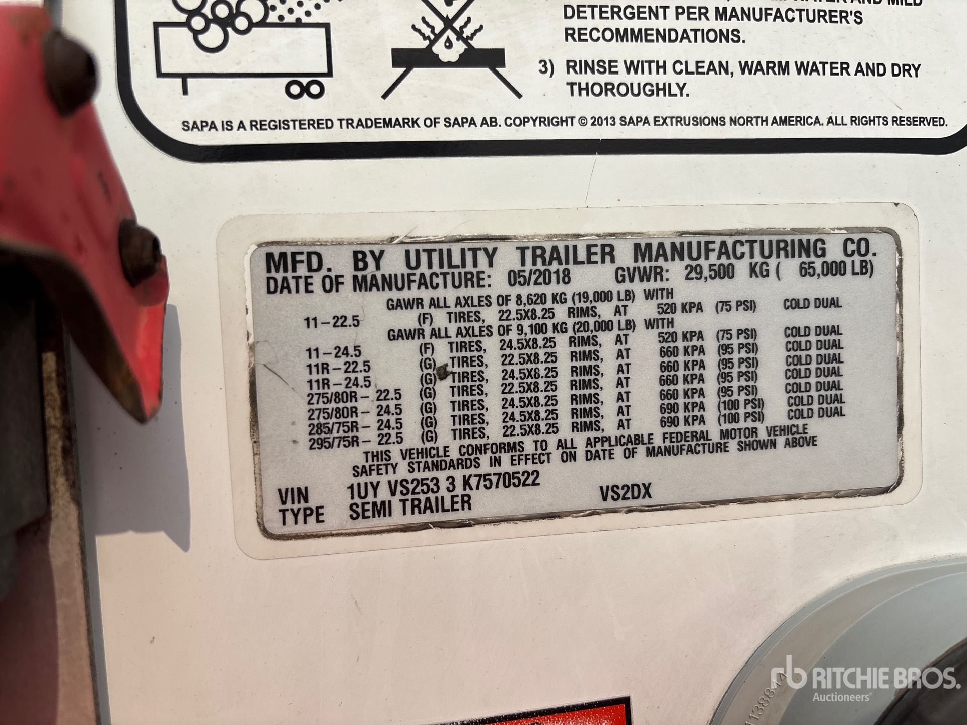 General Appearance with Serial Number / VIN