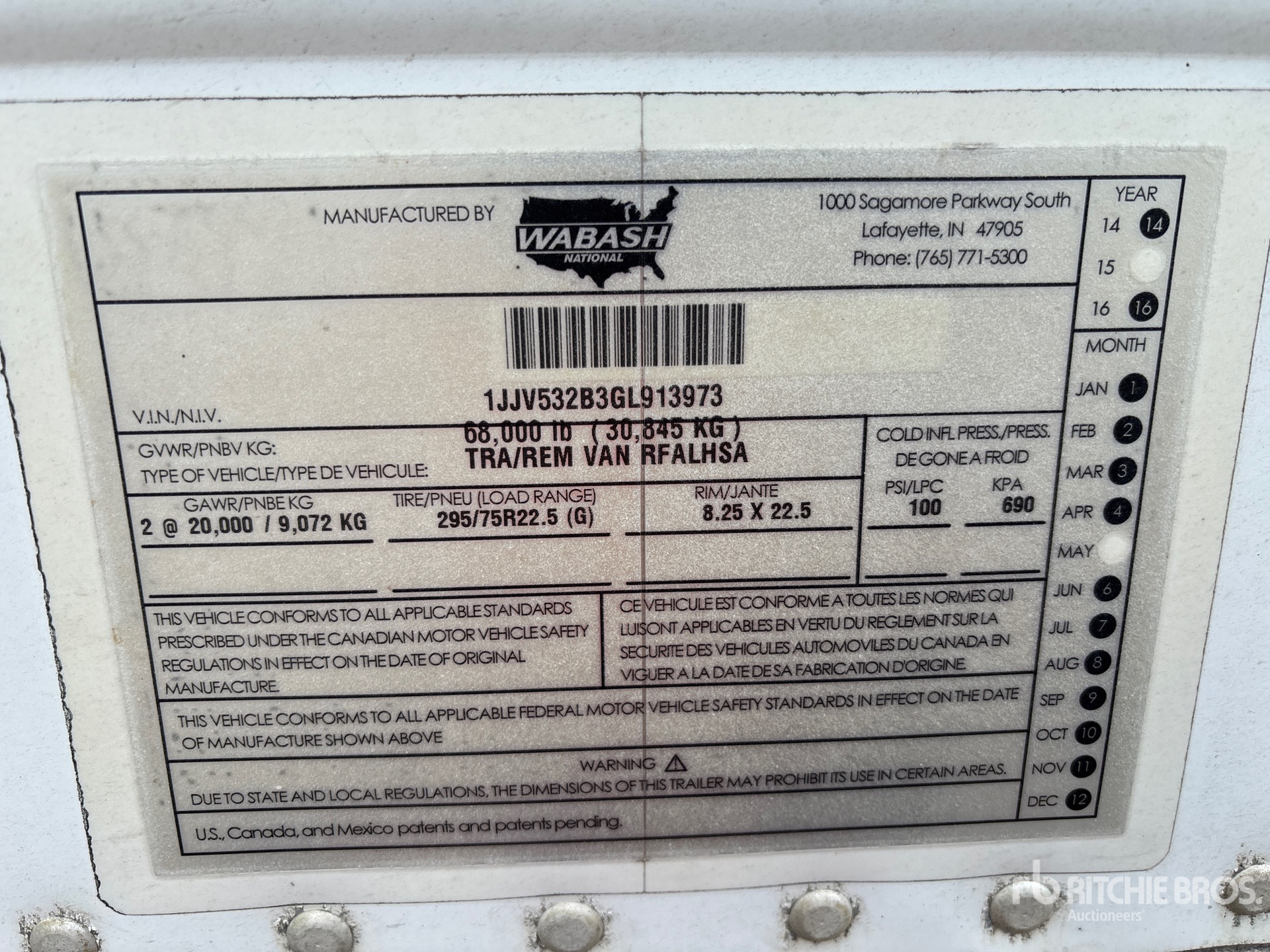 General Appearance with Serial Number / VIN