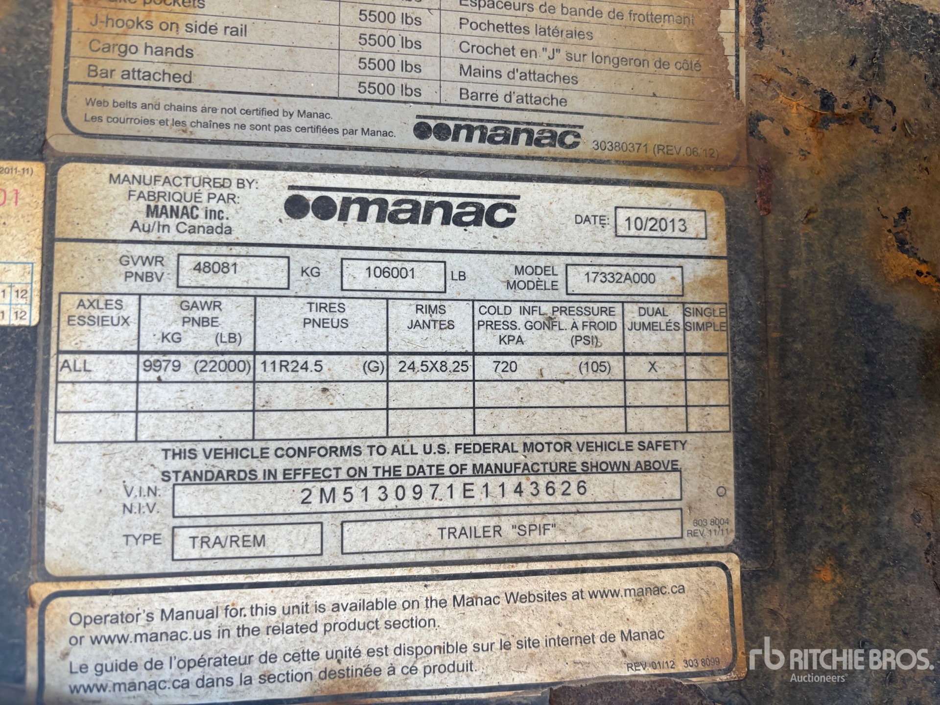 General Appearance with Serial Number / VIN
