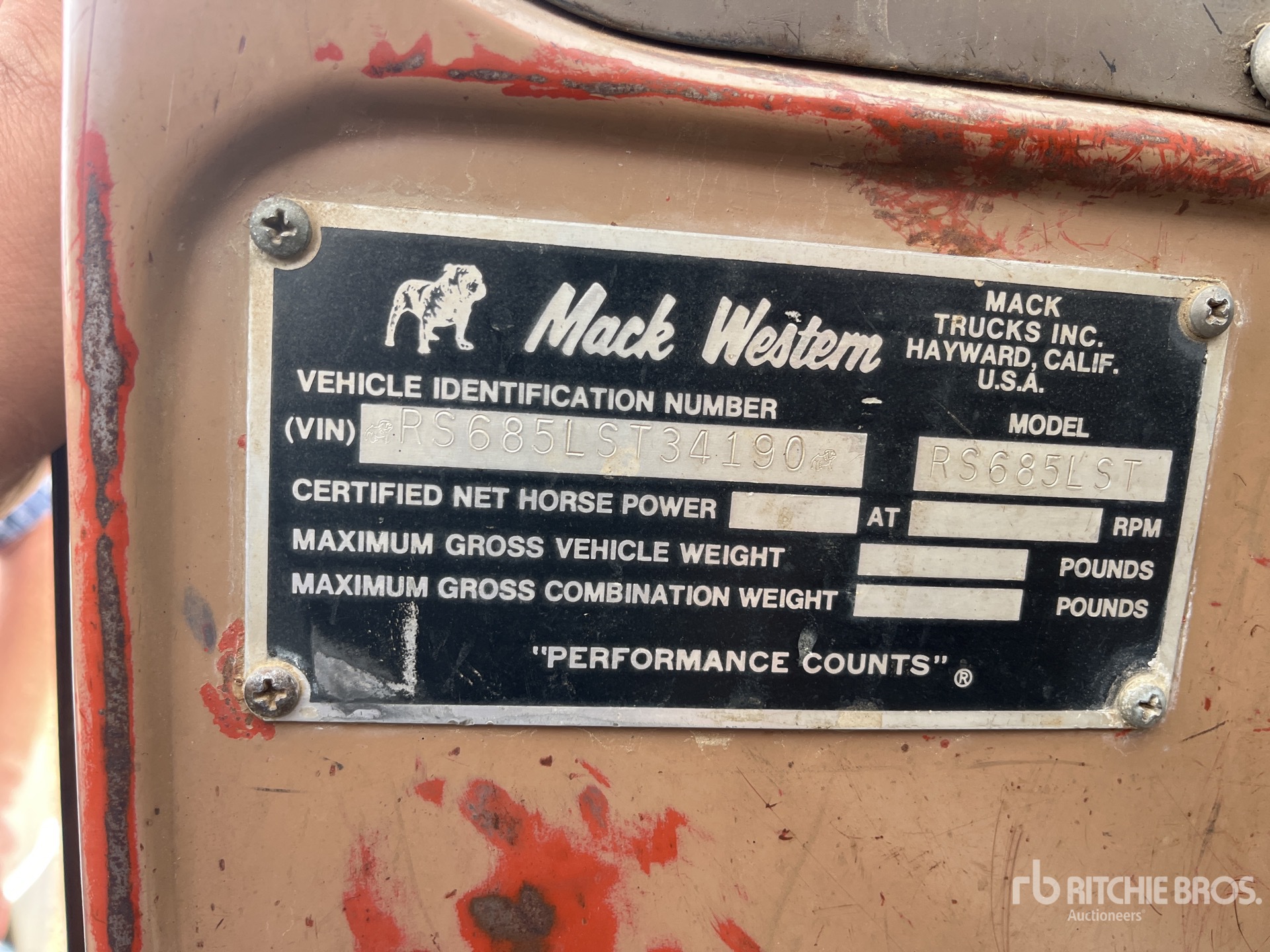 General Appearance with Serial Number / VIN