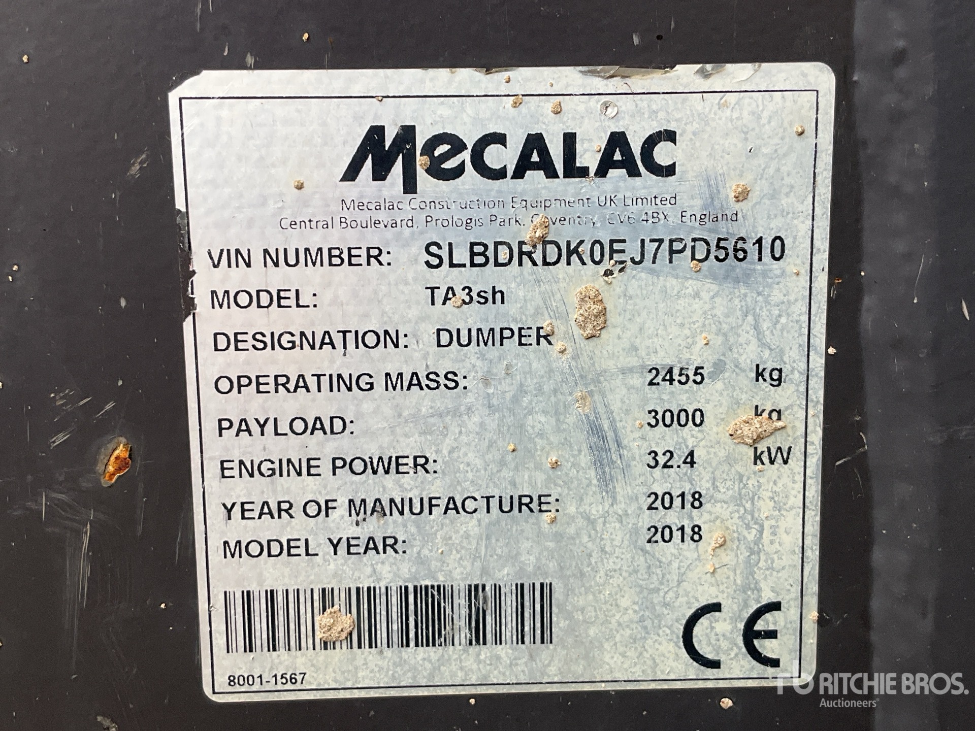 General Appearance with Serial Number / VIN