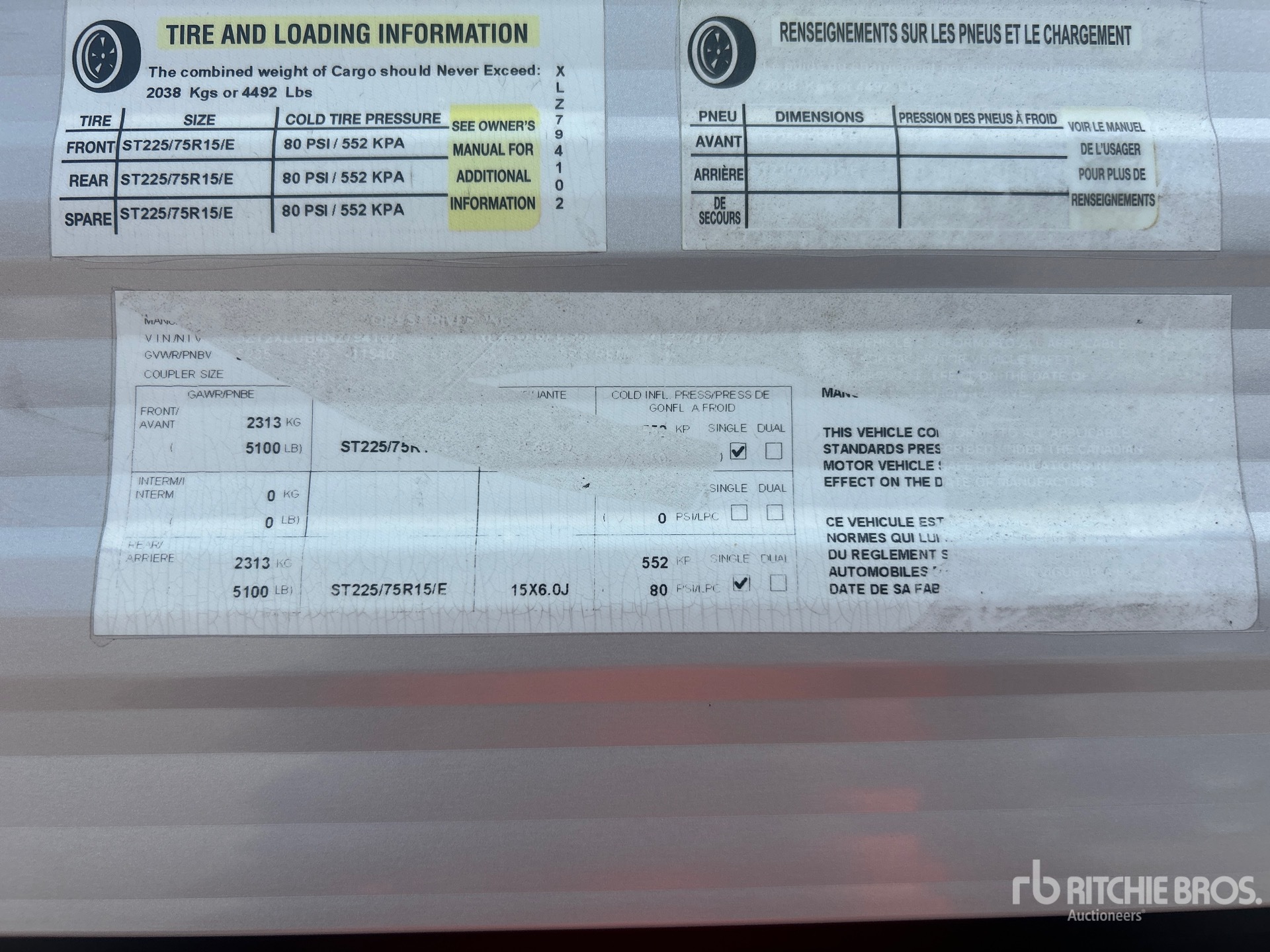General Appearance with Serial Number / VIN