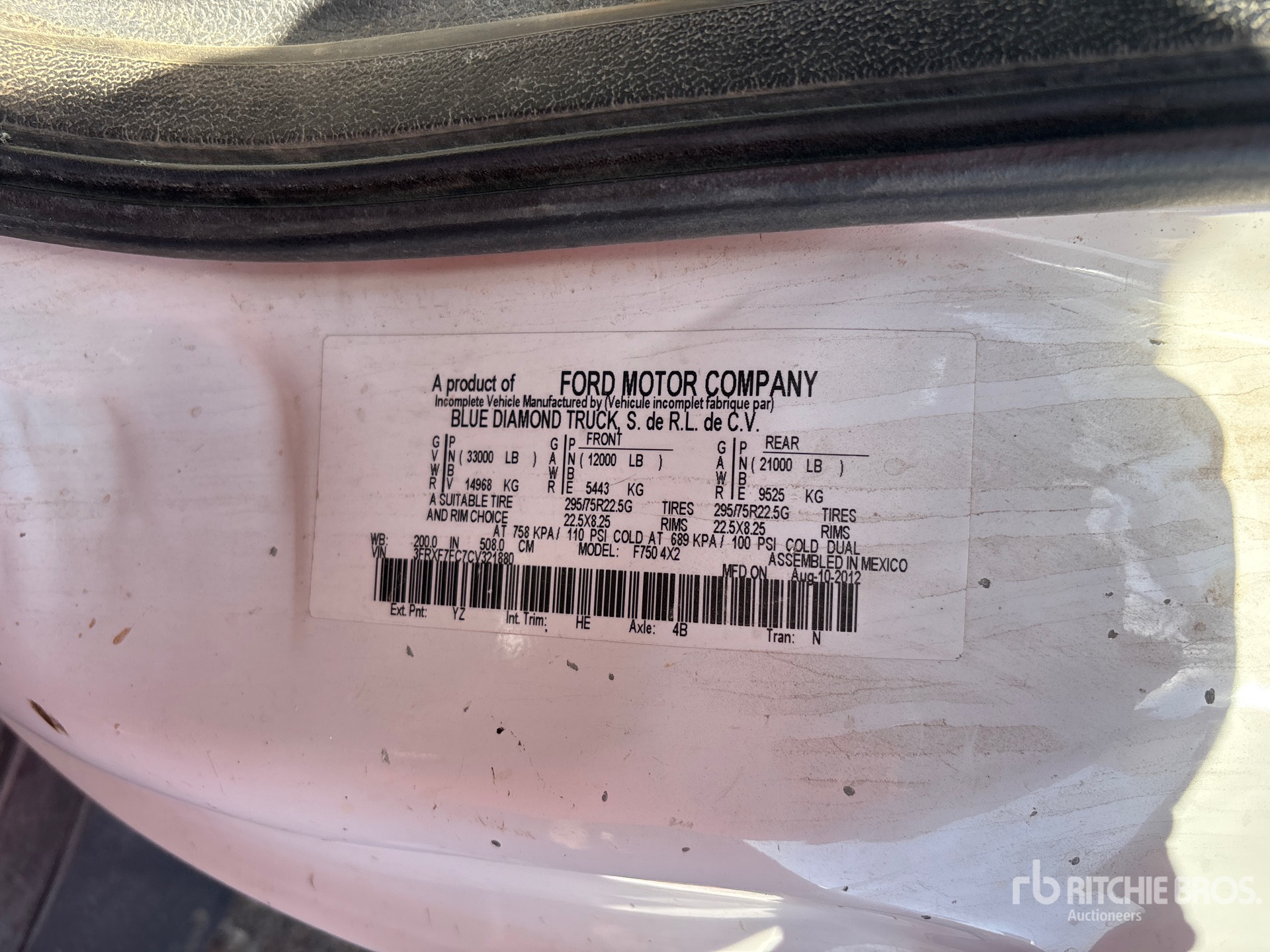 General Appearance with Serial Number / VIN
