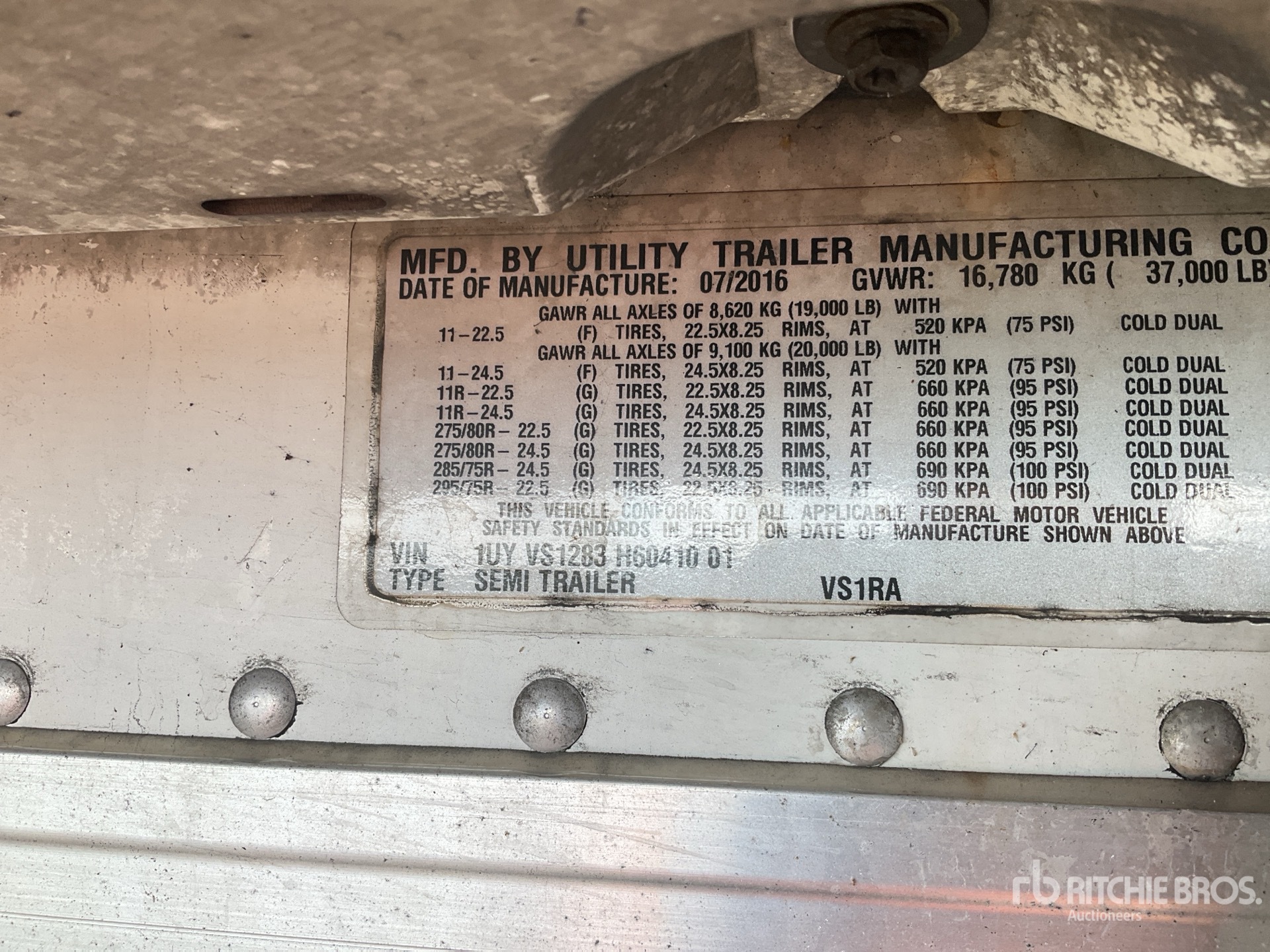 General Appearance with Serial Number / VIN
