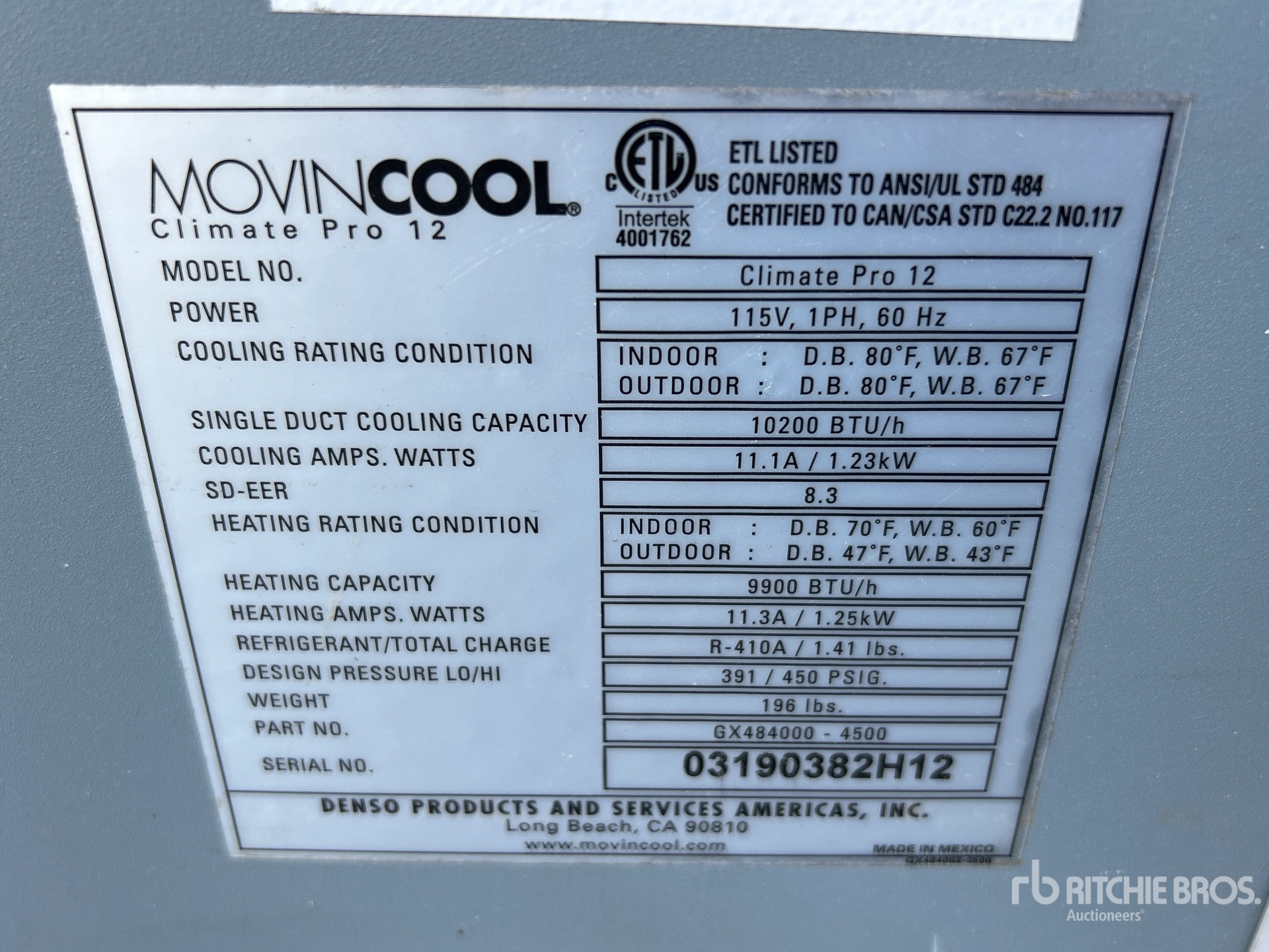 General Appearance with Serial Number / VIN