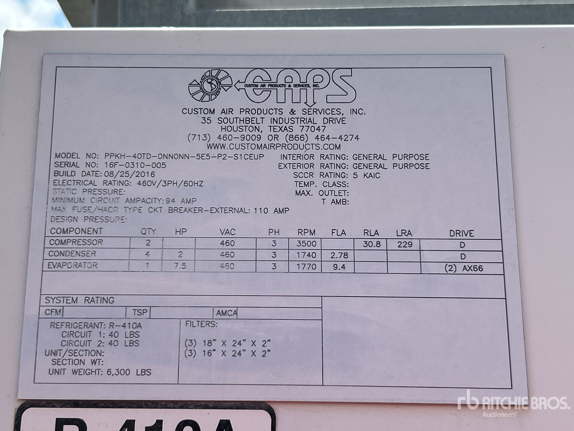 General Appearance with Serial Number / VIN