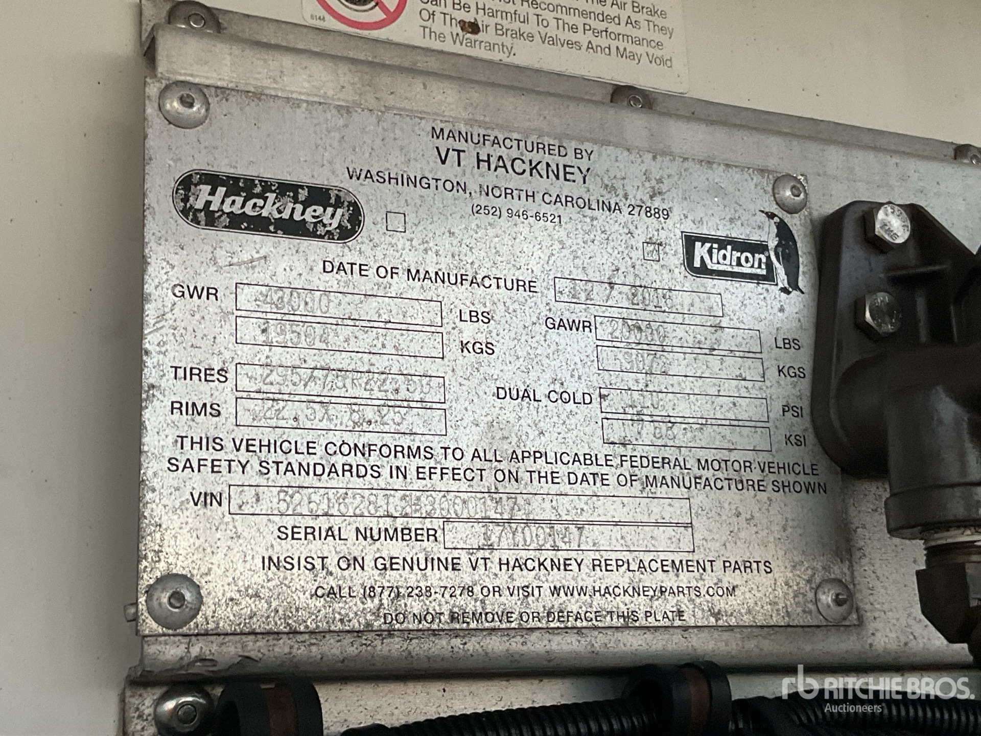 General Appearance with Serial Number / VIN
