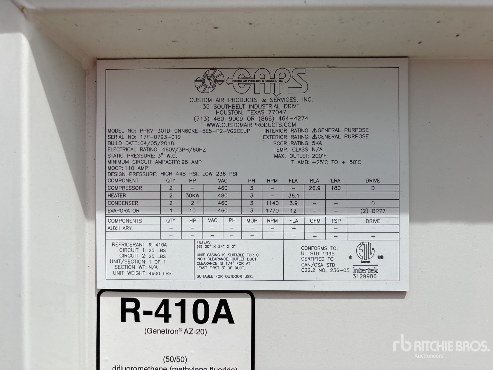 General Appearance with Serial Number / VIN