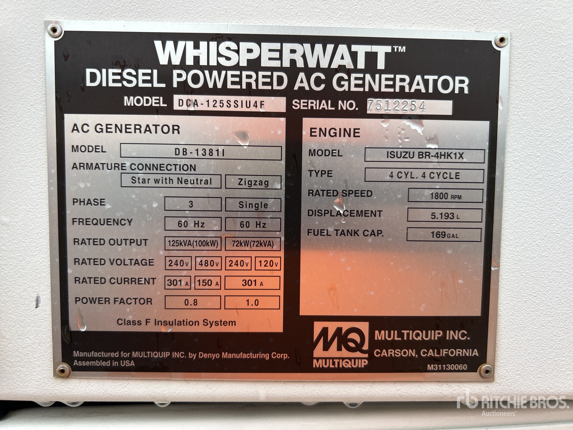 General Appearance with Serial Number / VIN