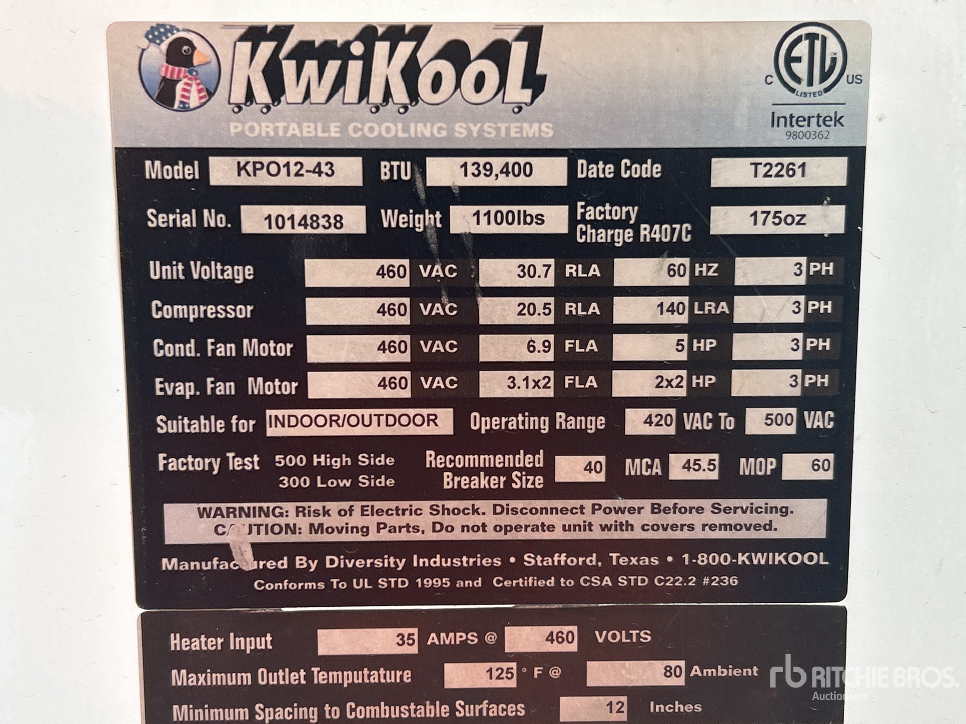 General Appearance with Serial Number / VIN