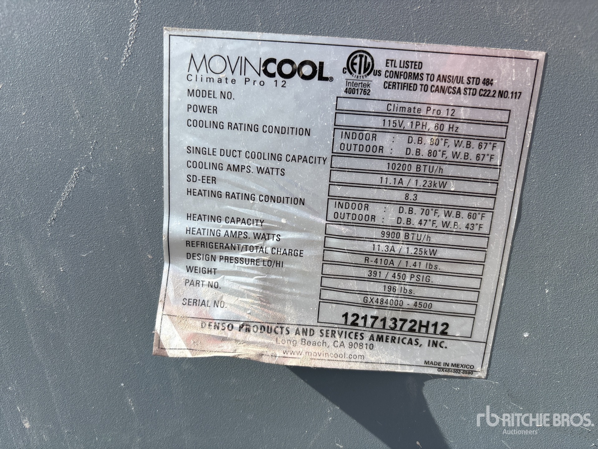 General Appearance with Serial Number / VIN