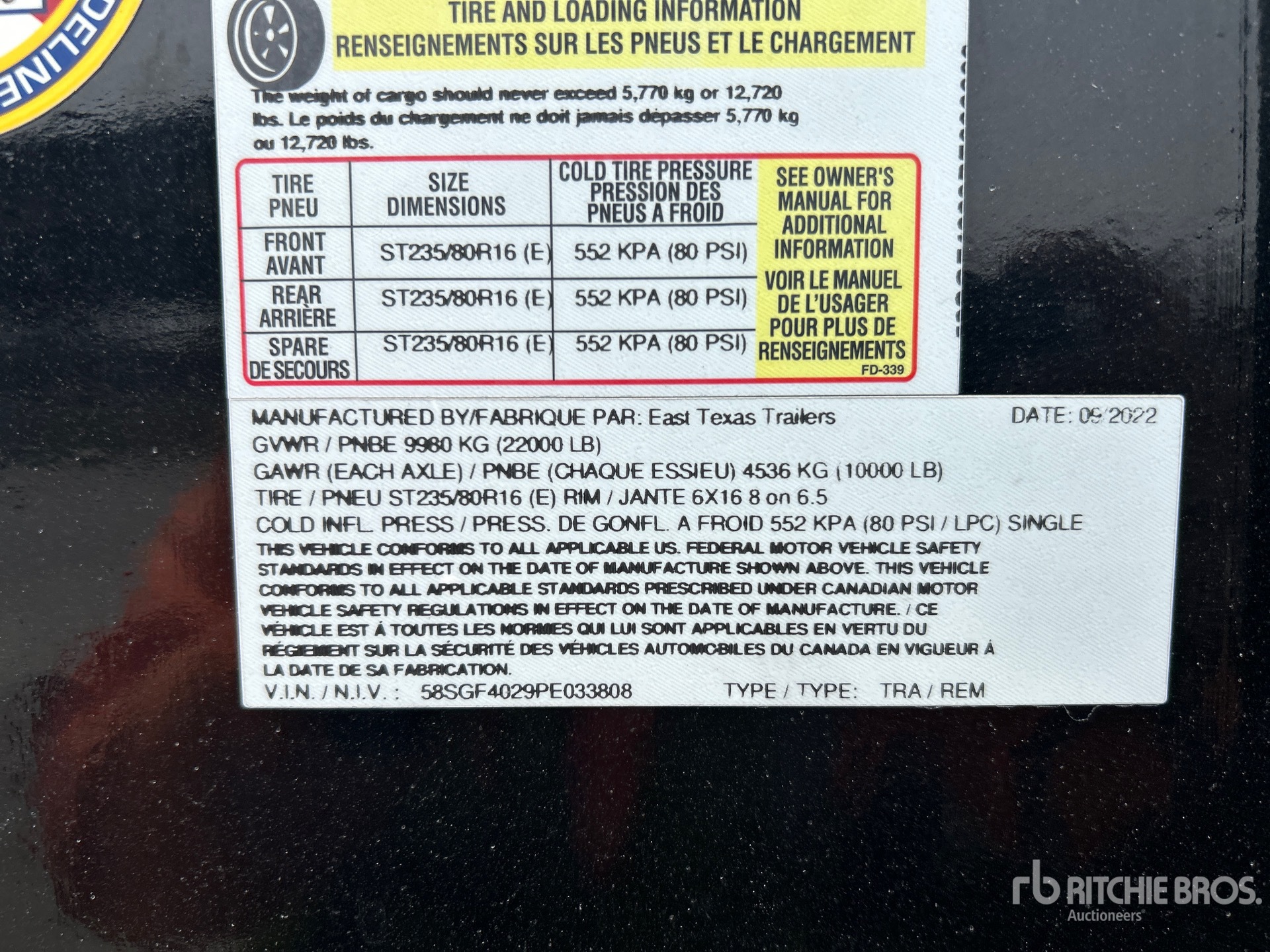 General Appearance with Serial Number / VIN