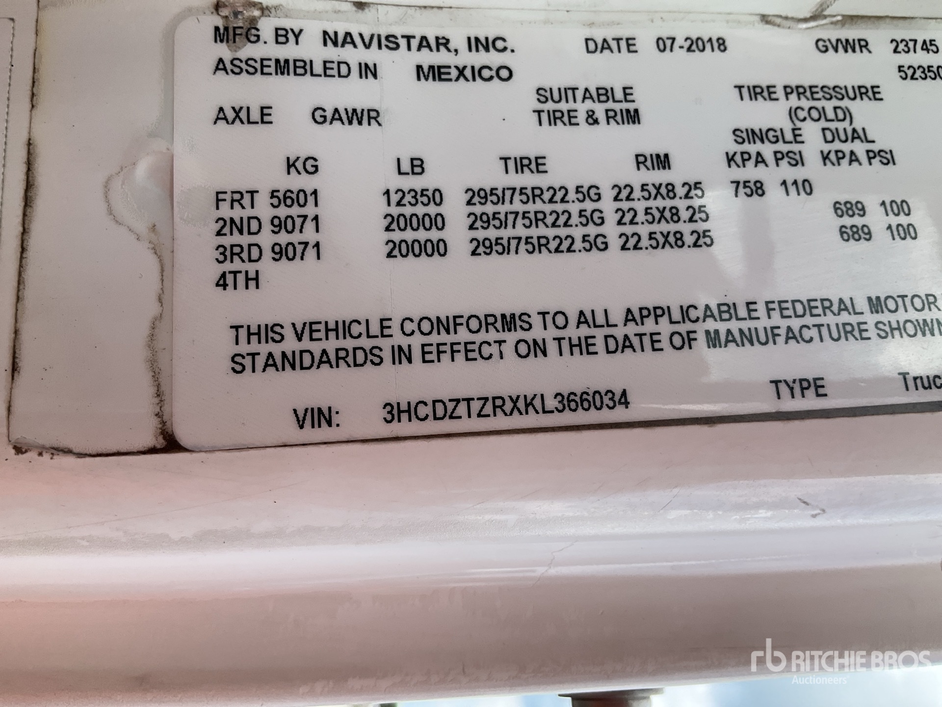 General Appearance with Serial Number / VIN
