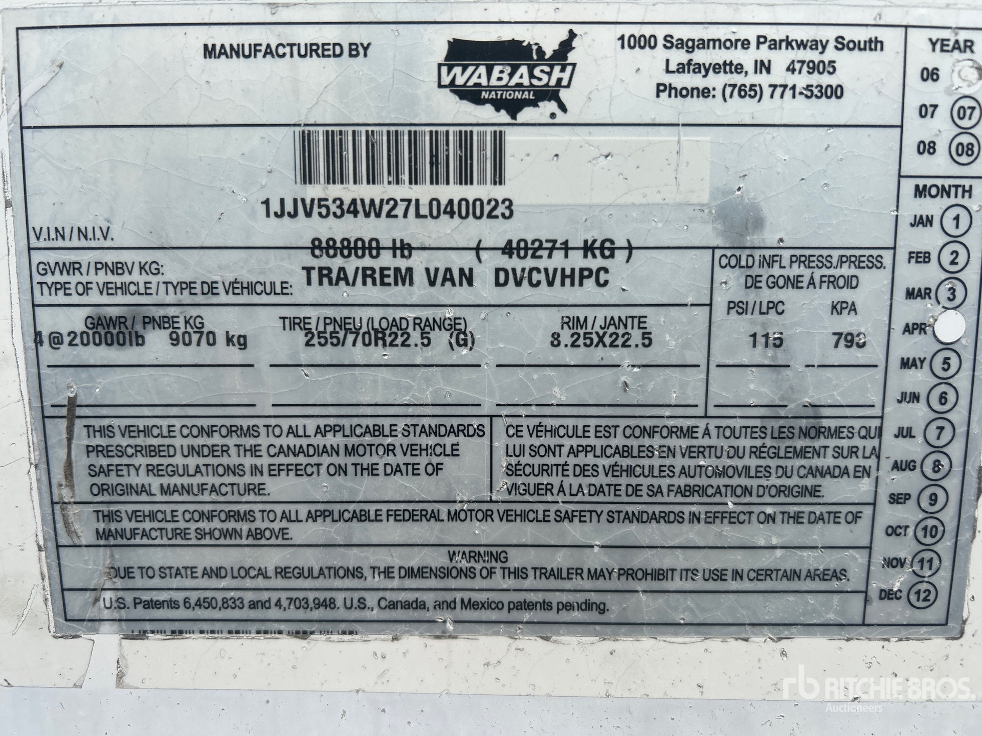 General Appearance with Serial Number / VIN