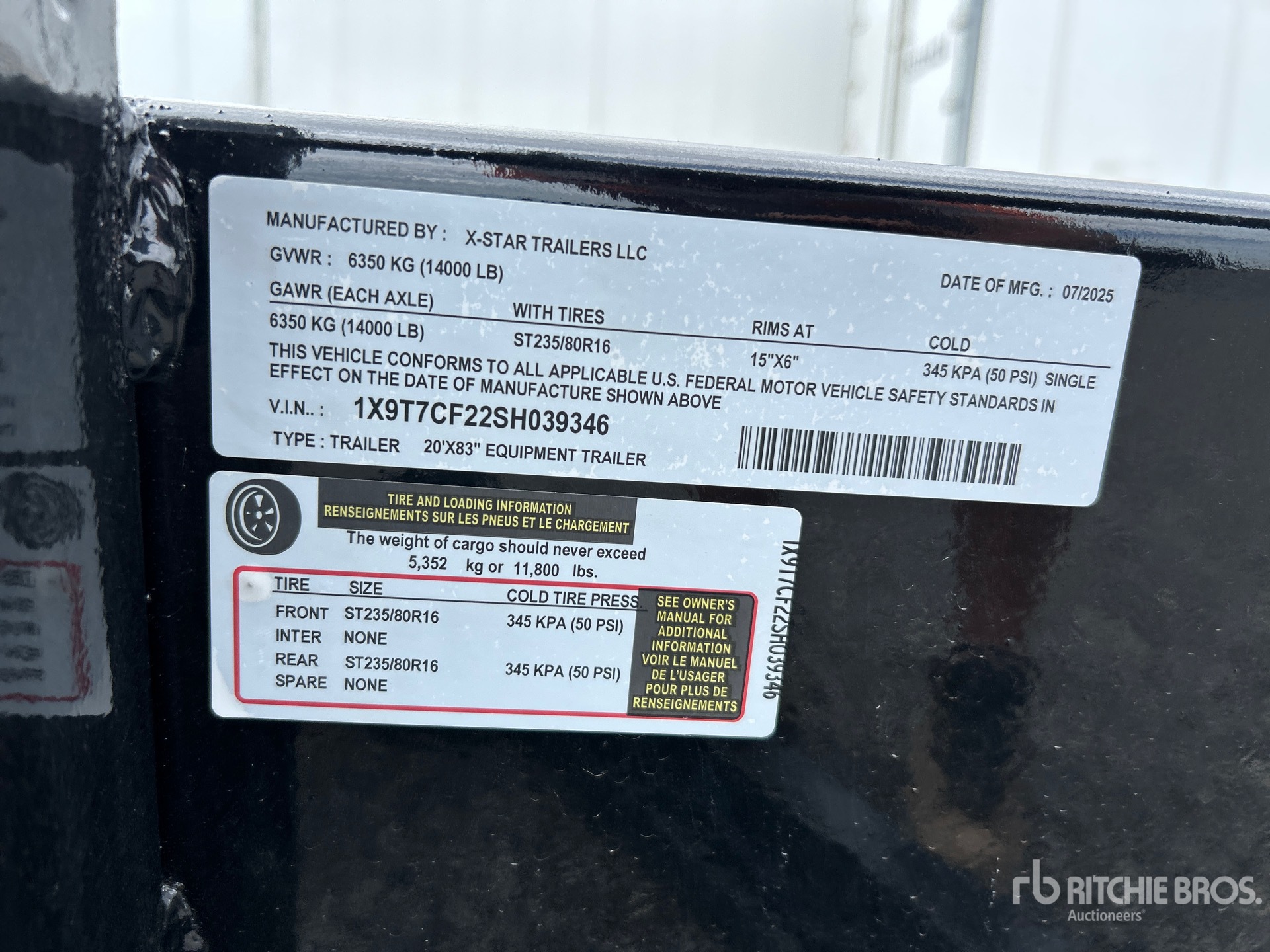 General Appearance with Serial Number / VIN
