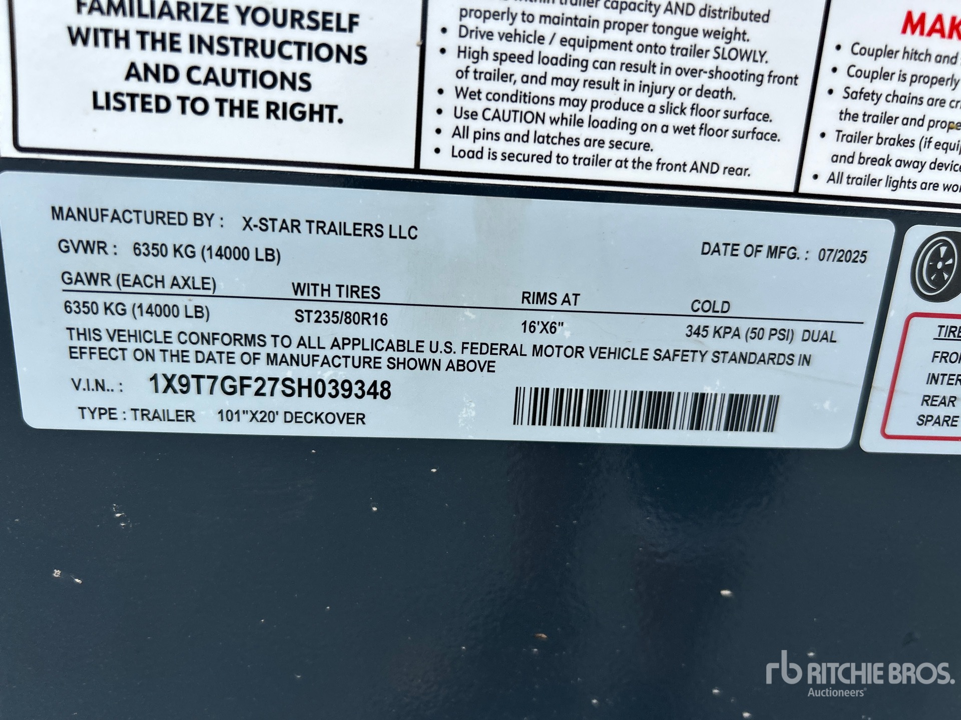 General Appearance with Serial Number / VIN