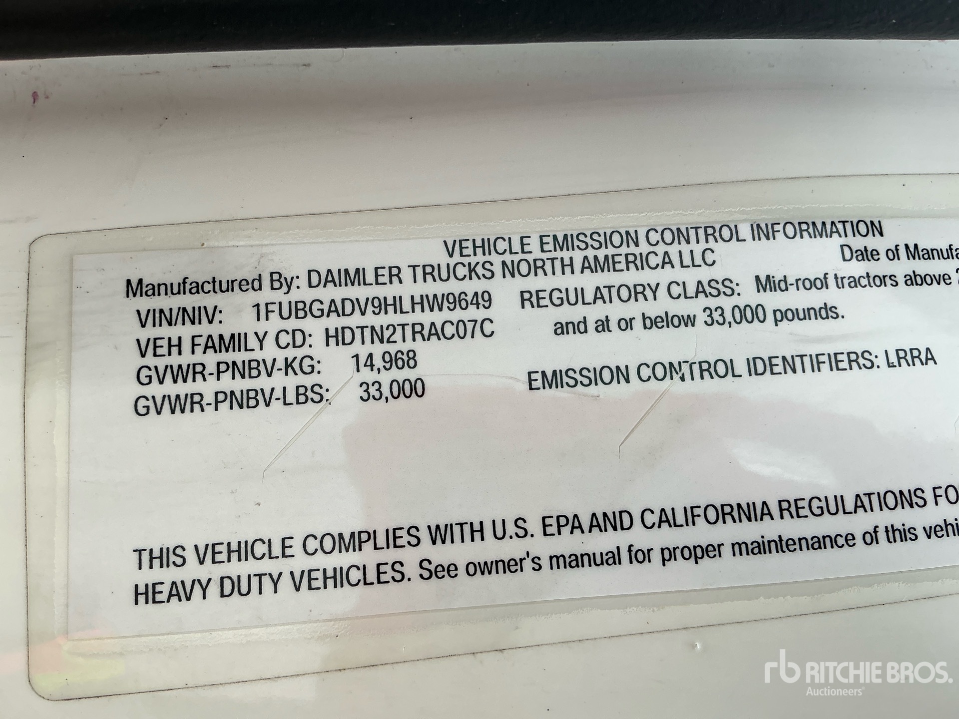 General Appearance with Serial Number / VIN