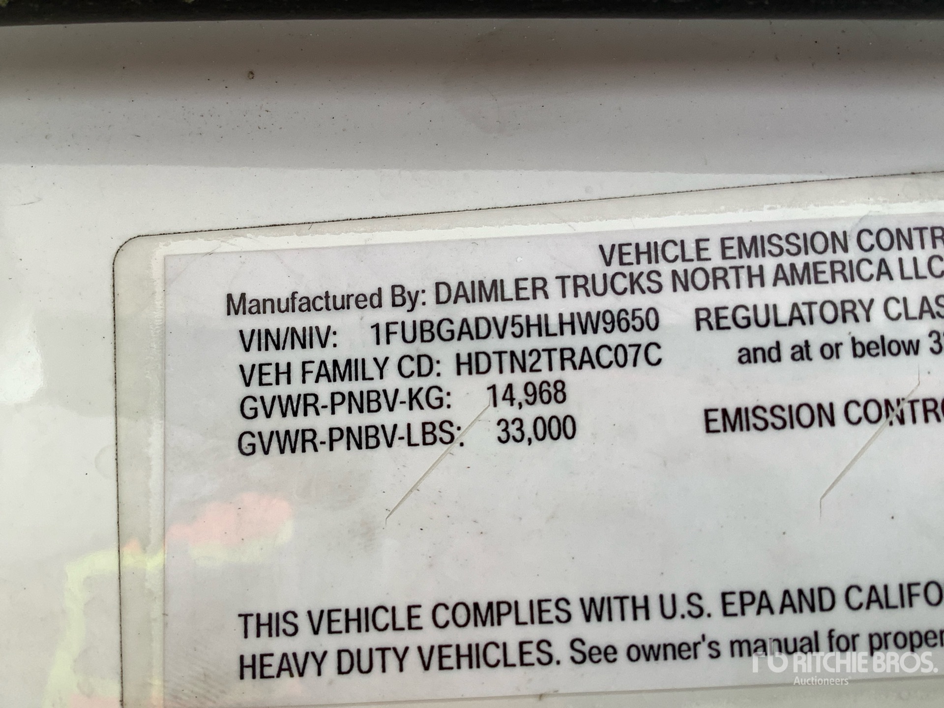General Appearance with Serial Number / VIN