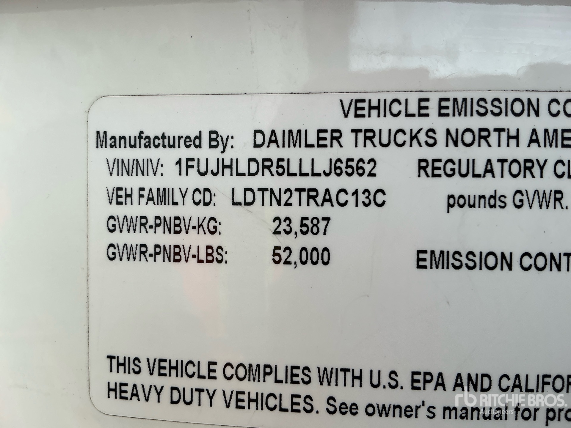 General Appearance with Serial Number / VIN