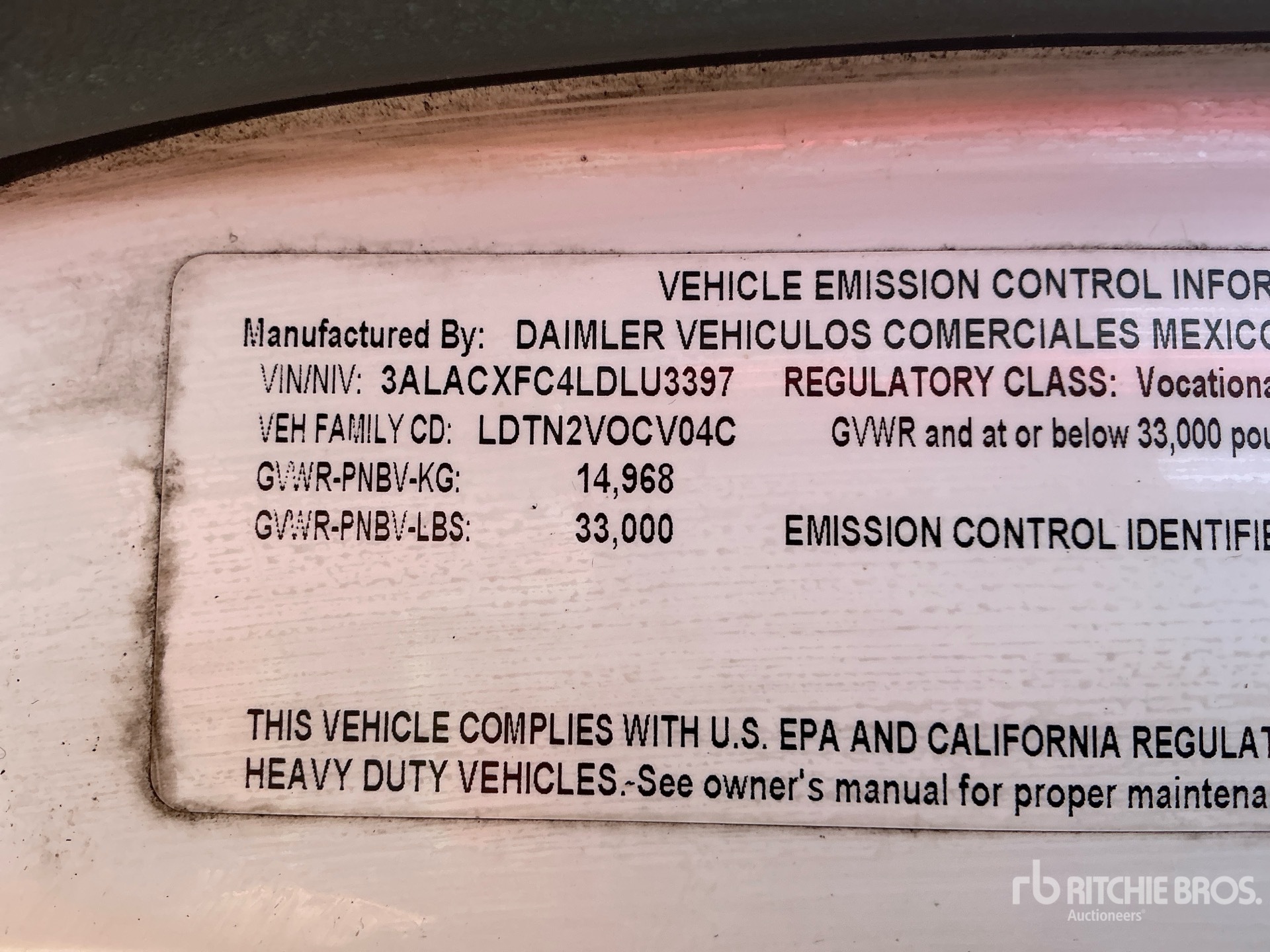 General Appearance with Serial Number / VIN