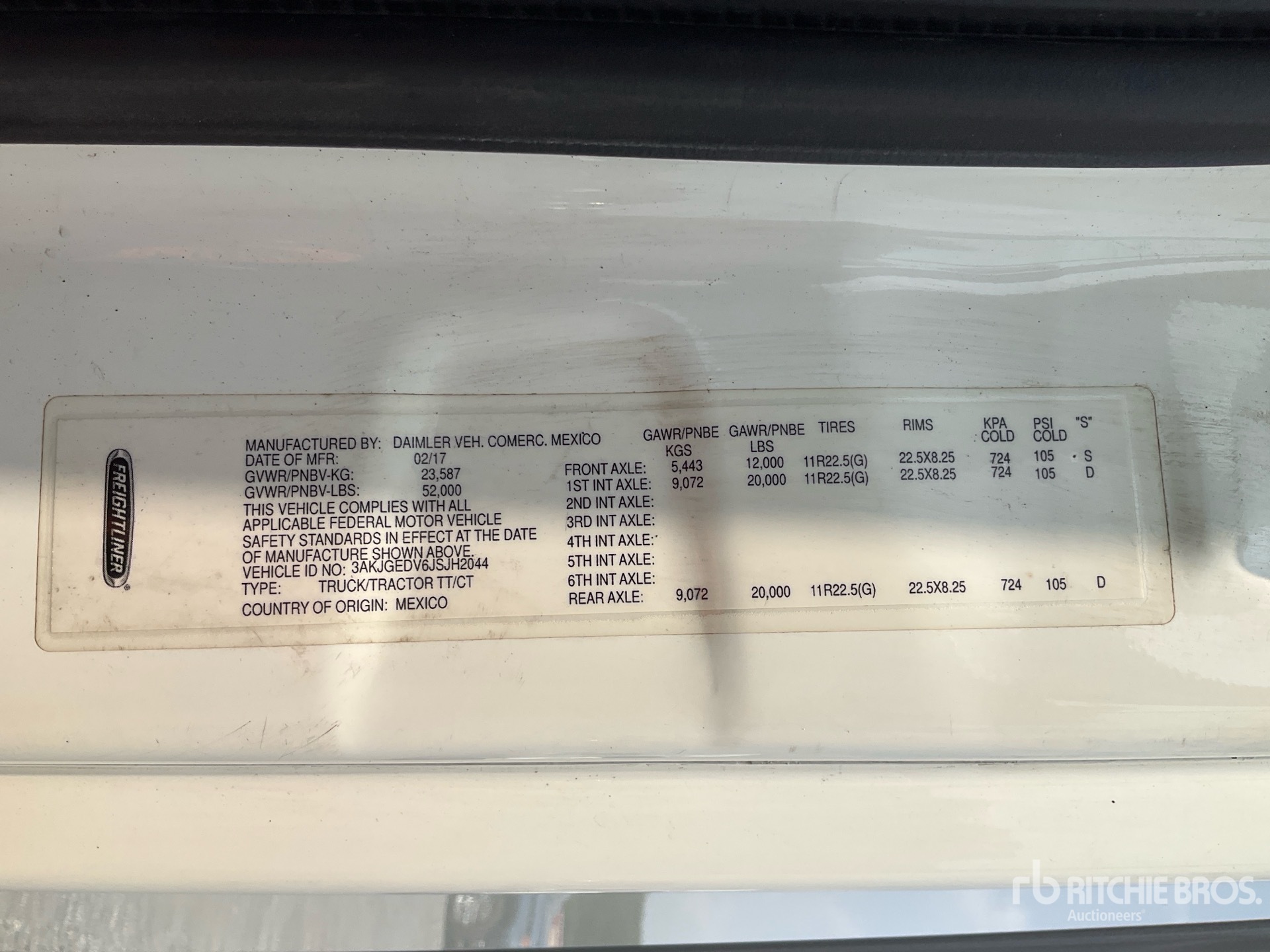 General Appearance with Serial Number / VIN