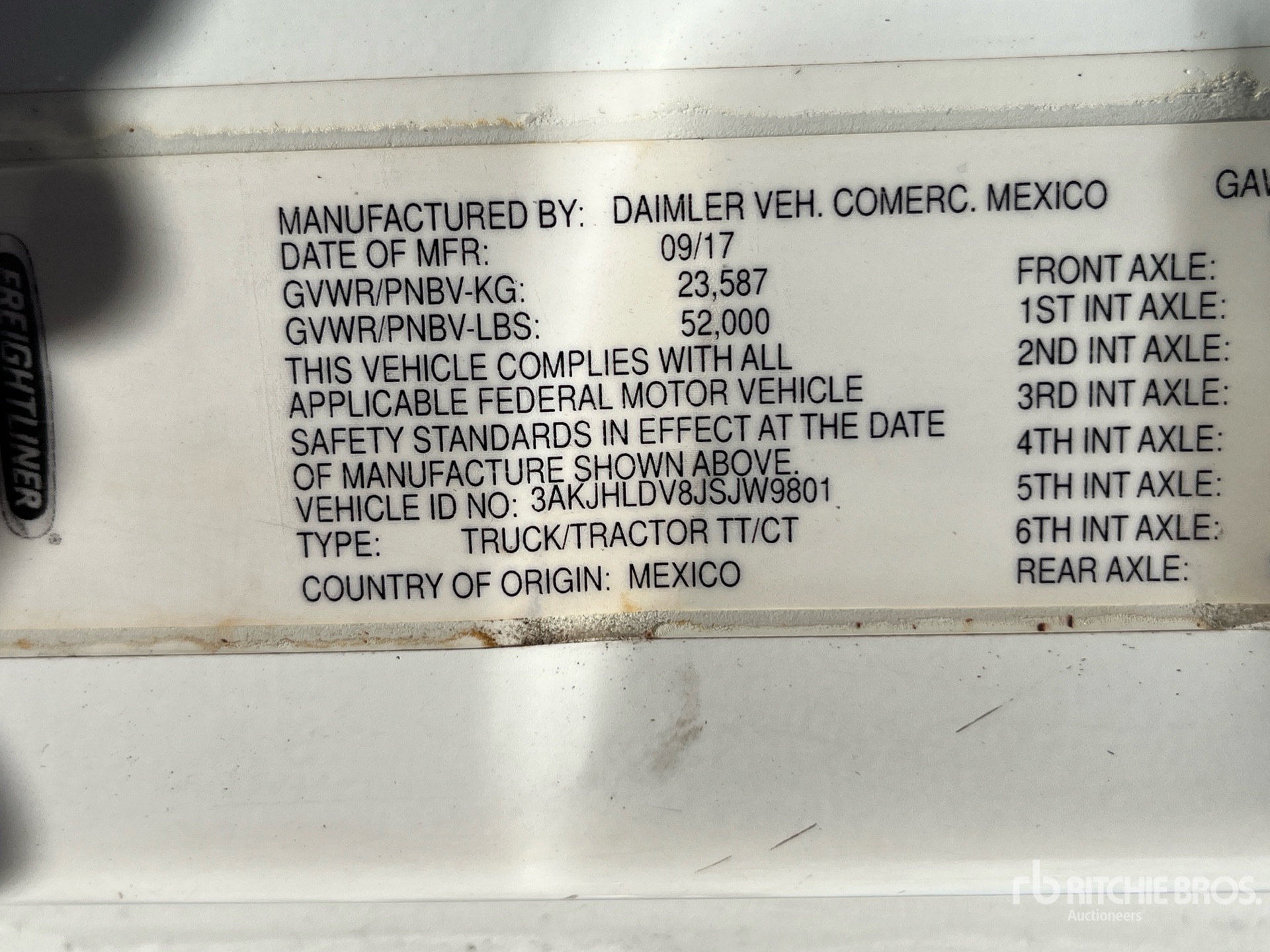 General Appearance with Serial Number / VIN