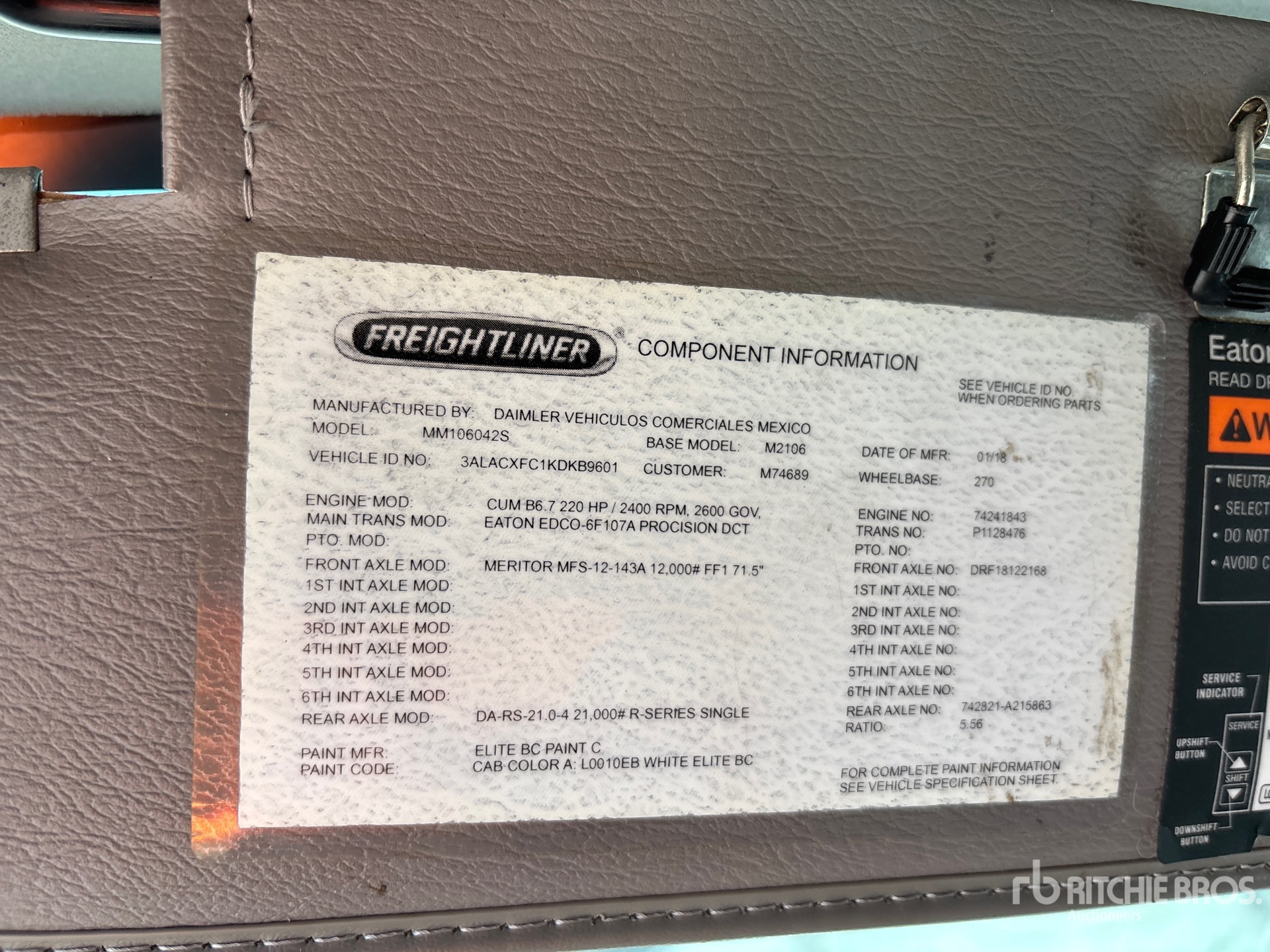 General Appearance with Numéro de série/Numéro d'identification du véhicule automobile