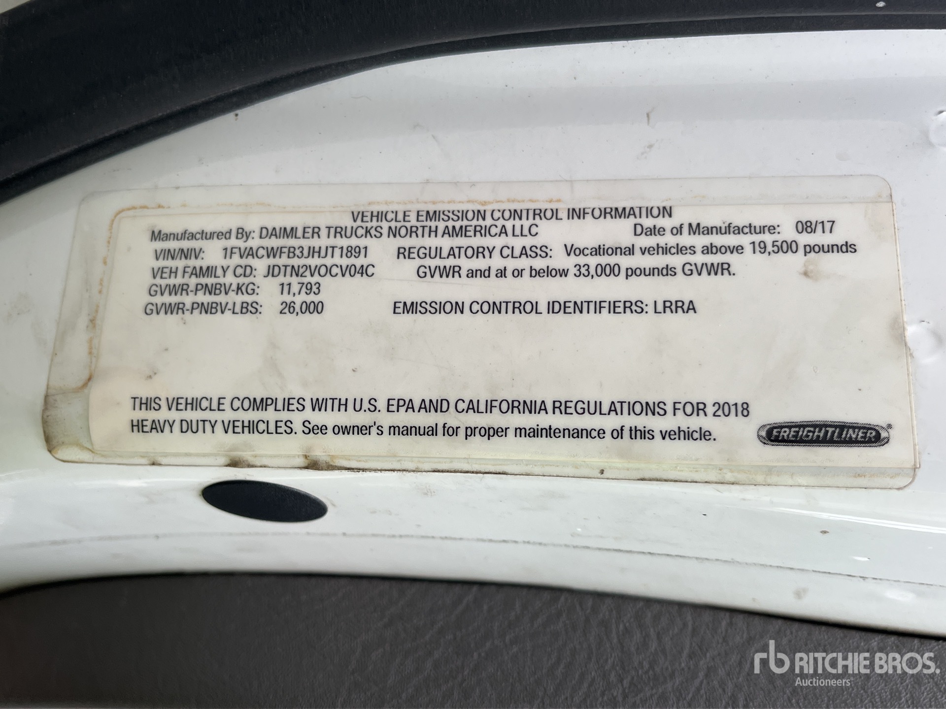 General Appearance with Serial Number / VIN